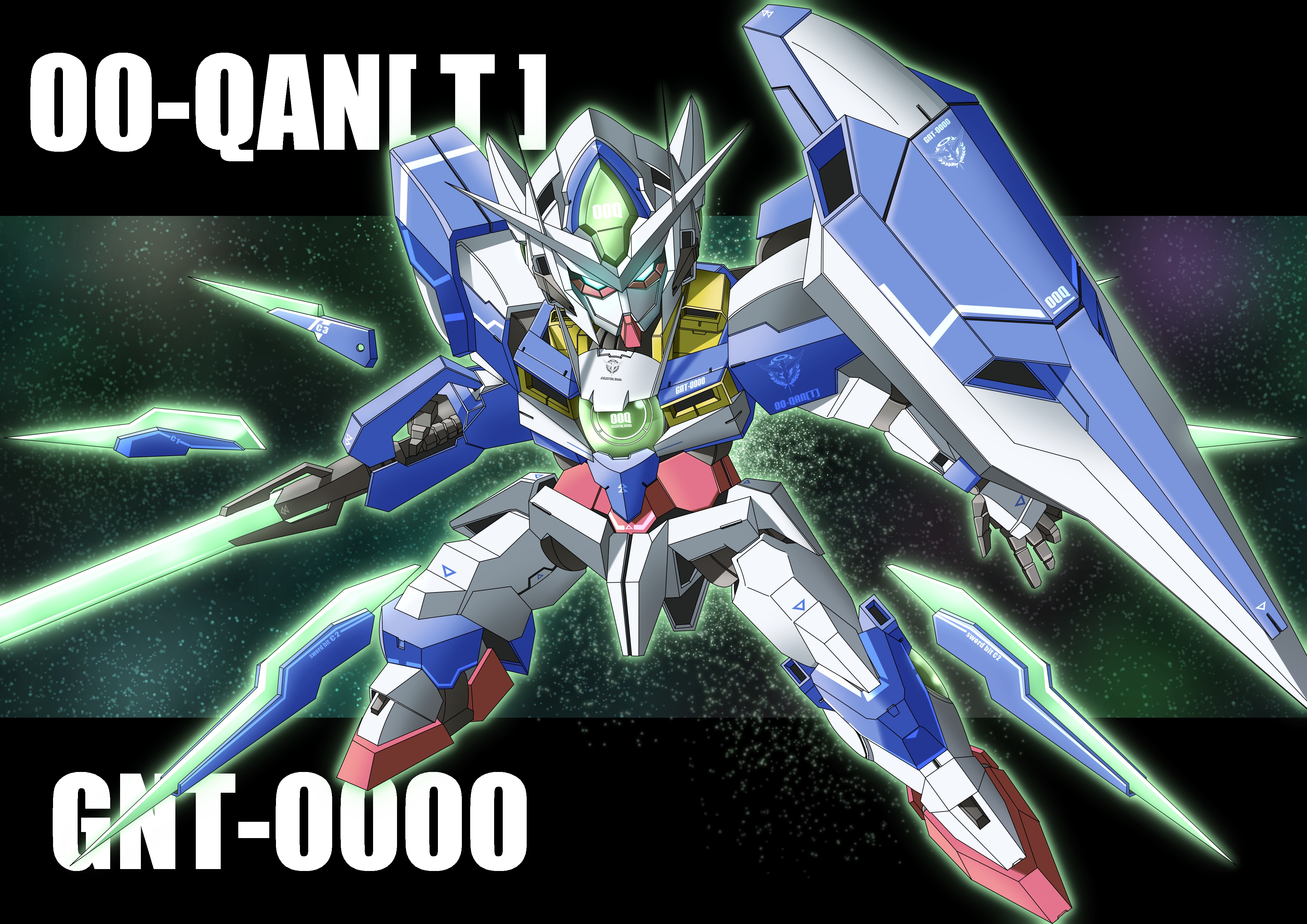 Anime 4092x2893 anime mechs Gundam Super Robot Taisen Mobile Suit Gundam 00 00 Qan[T] artwork digital art fan art