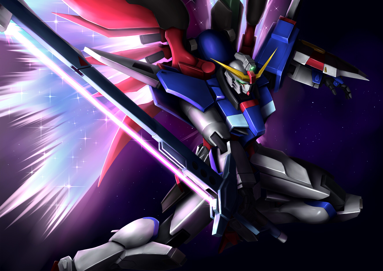 Anime 1324x937 Destiny Gundam Mobile Suit Gundam SEED Destiny Super Robot Taisen mechs anime Gundam artwork fan art digital art