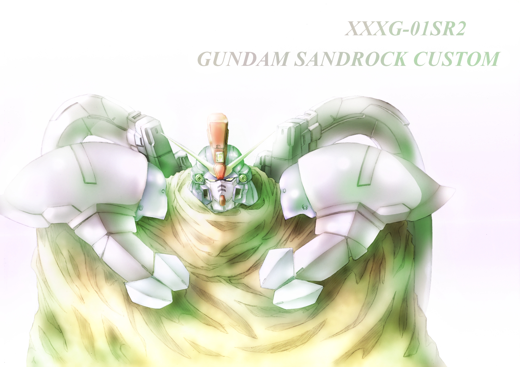 Anime 1750x1237 anime Gundam Mobile Suit Gundam Wing Super Robot Taisen Gundam Sandrock Custom fan art digital art artwork mechs
