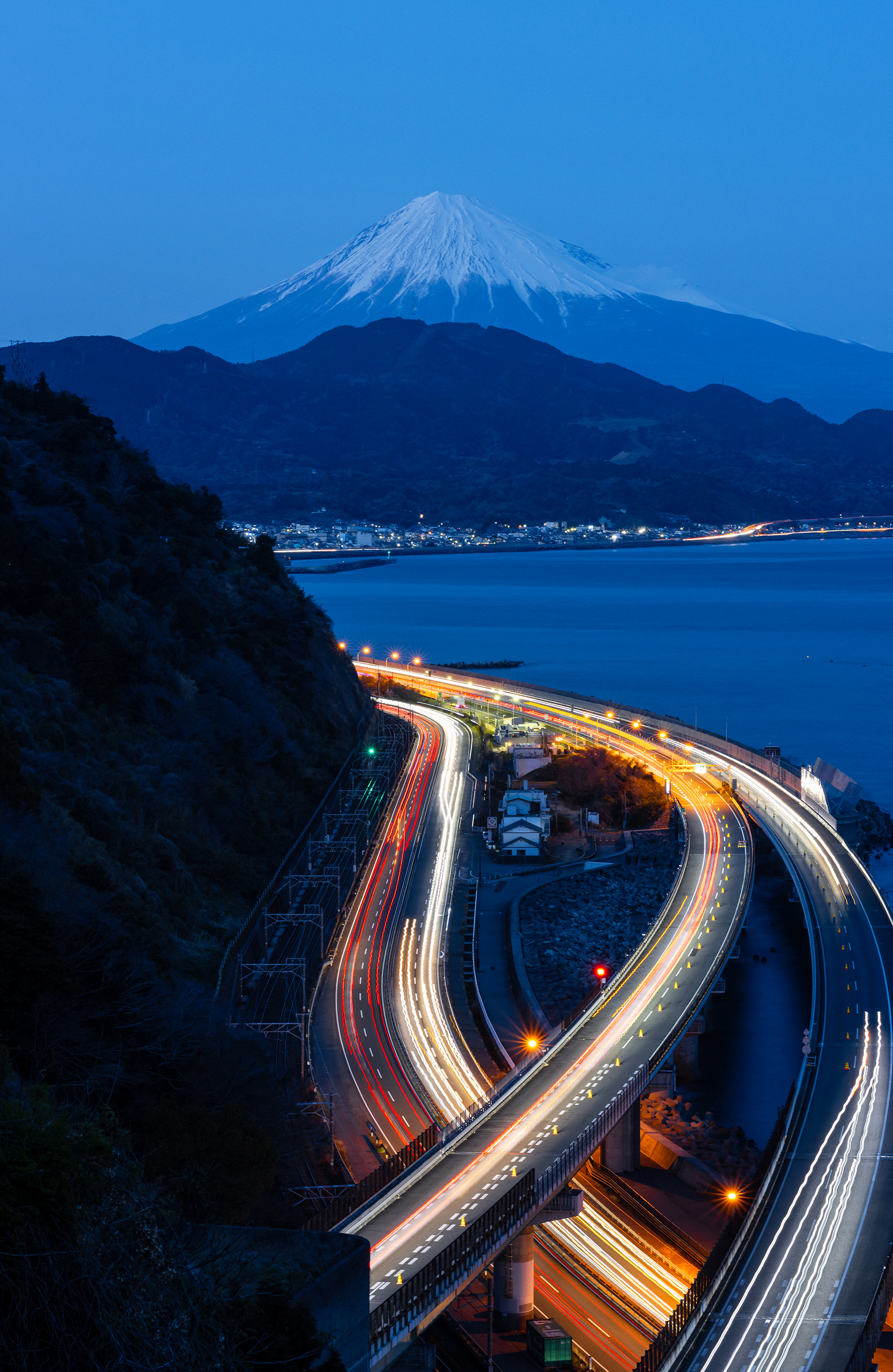General 1813x2784 timelapse highway Mount Fuji Japan light trails long exposure