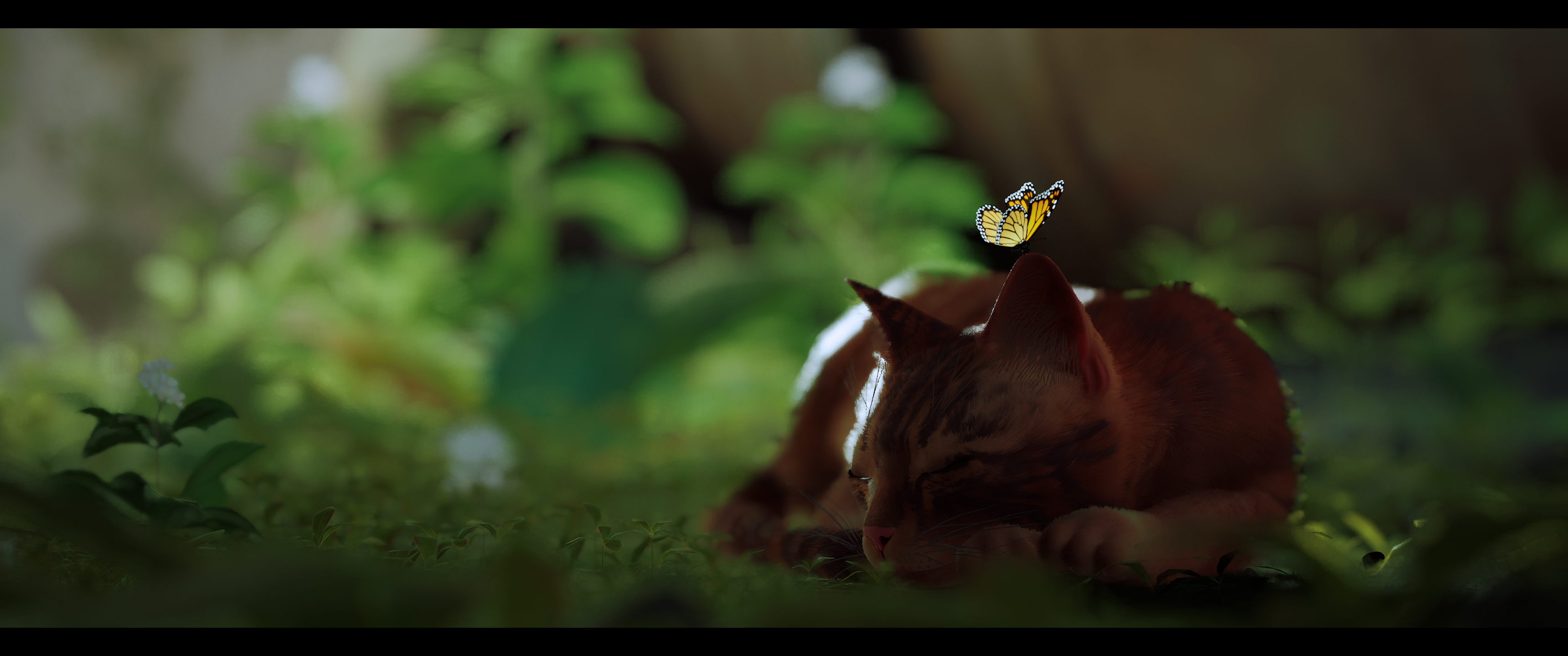 General 3440x1440 Stray animals video game animals screen shot cats butterfly video games