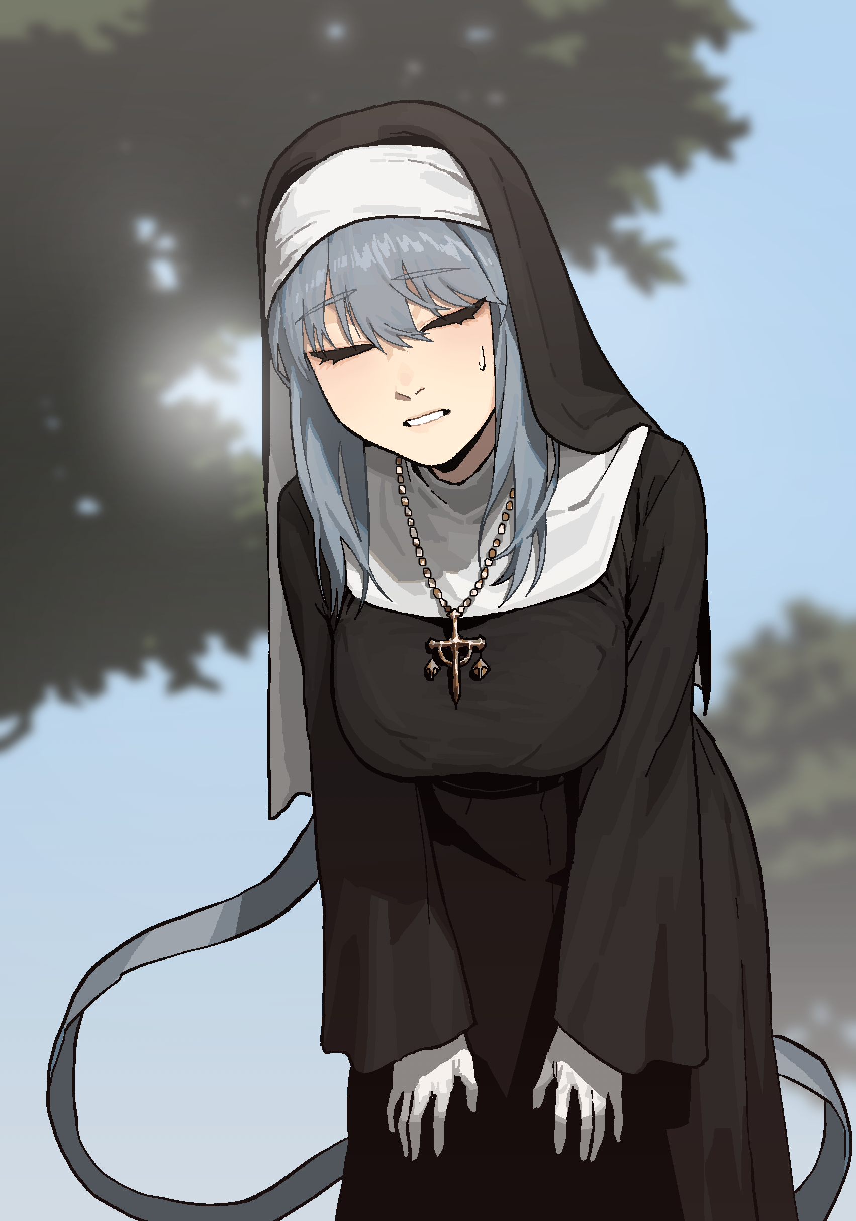 Anime 1703x2428 anime anime girls nun outfit nuns original characters artwork digital art fan art