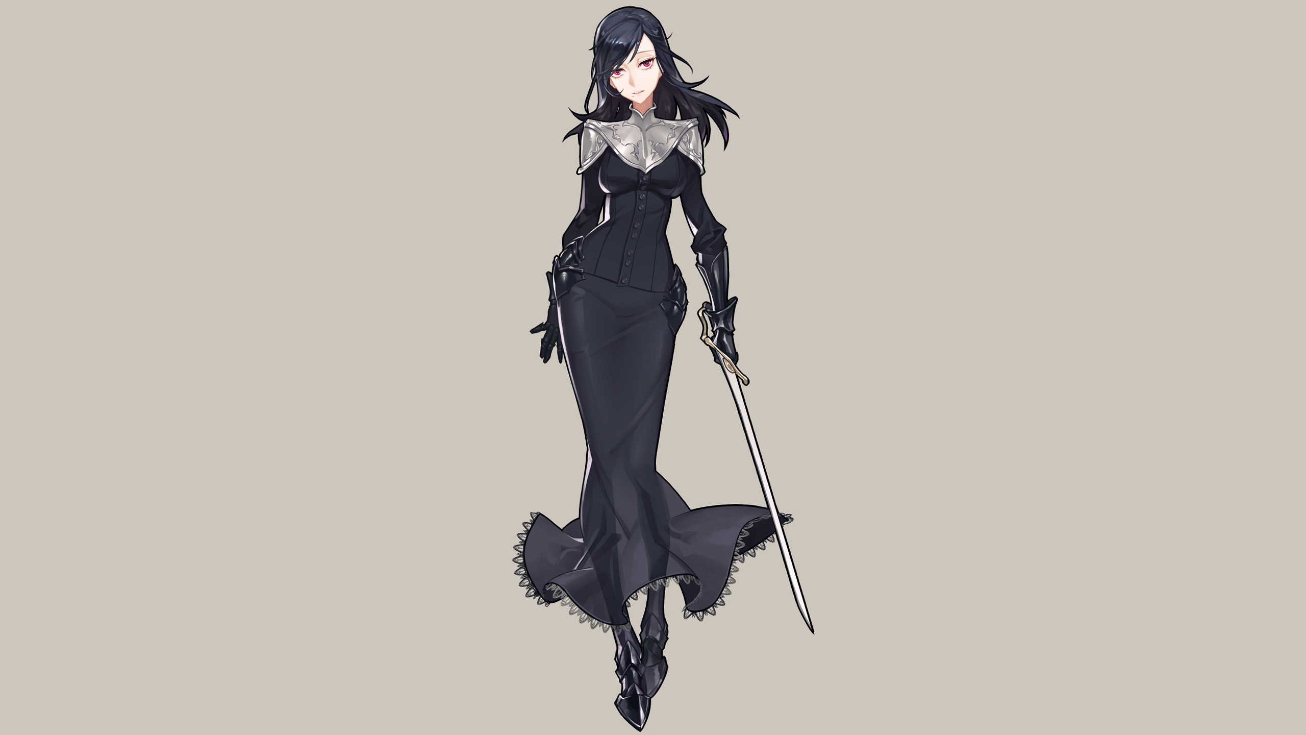 Anime 2560x1440 Bloodborne Dark Souls Yuria of Londor sword dress black hair Mask Alice