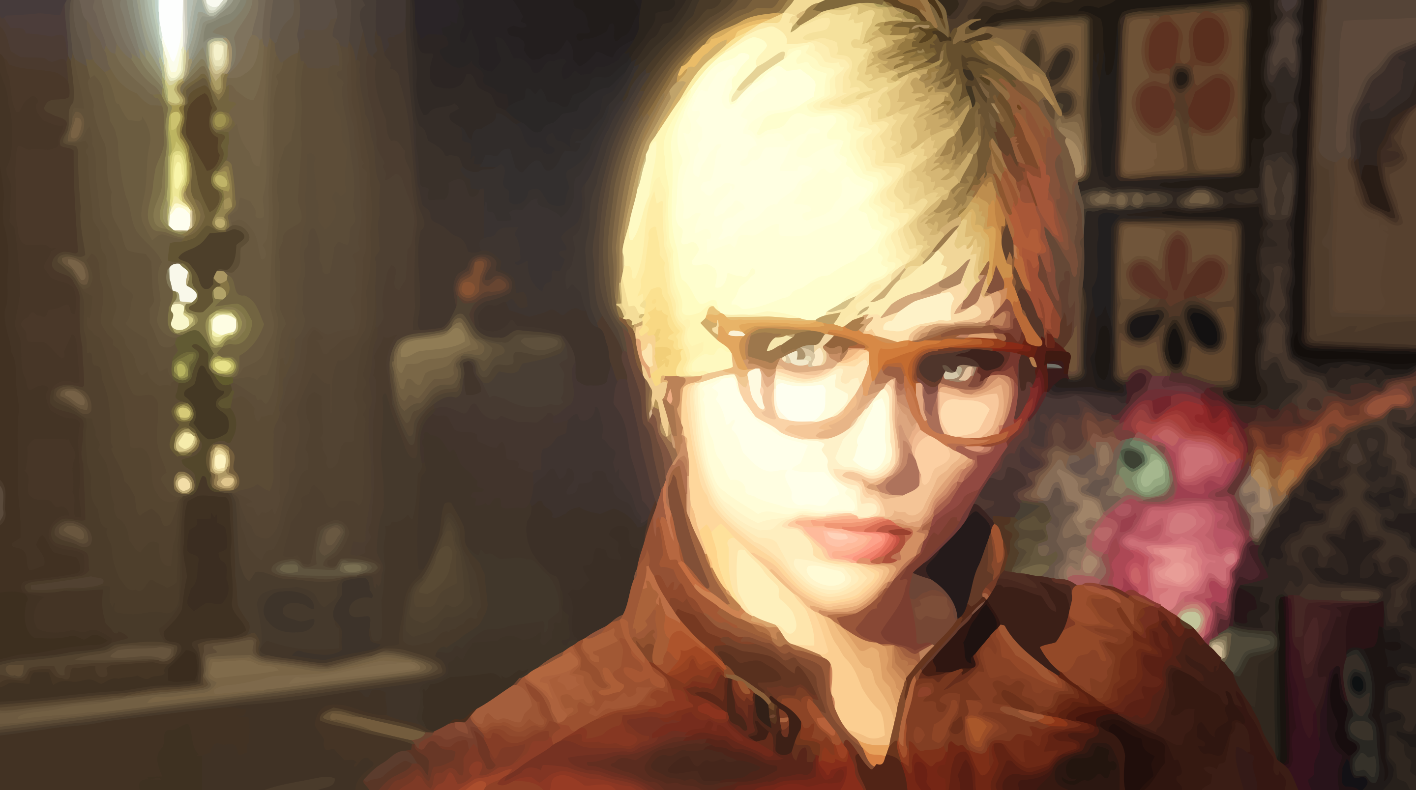 General 2880x1608 women with glasses selfies women artwork glasses blonde video games