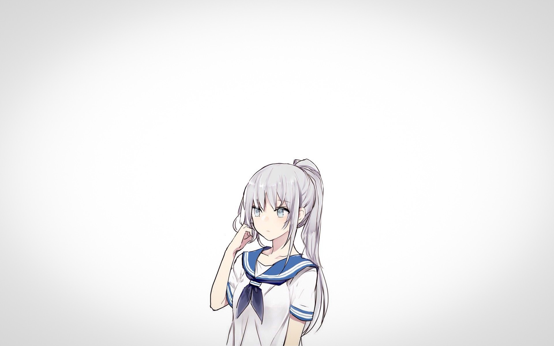 Anime 1920x1200 white hair anime girls sailor uniform