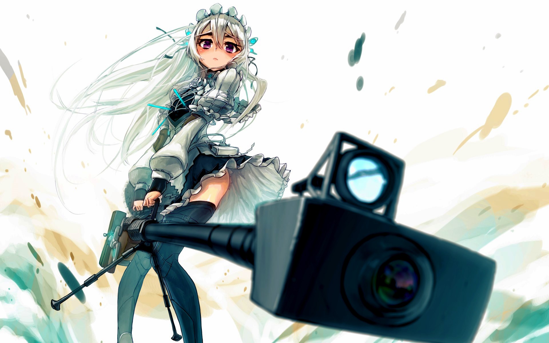Anime 1920x1200 Hitsugi no Chaika Chaika Trabant anime girls white hair sniper rifle
