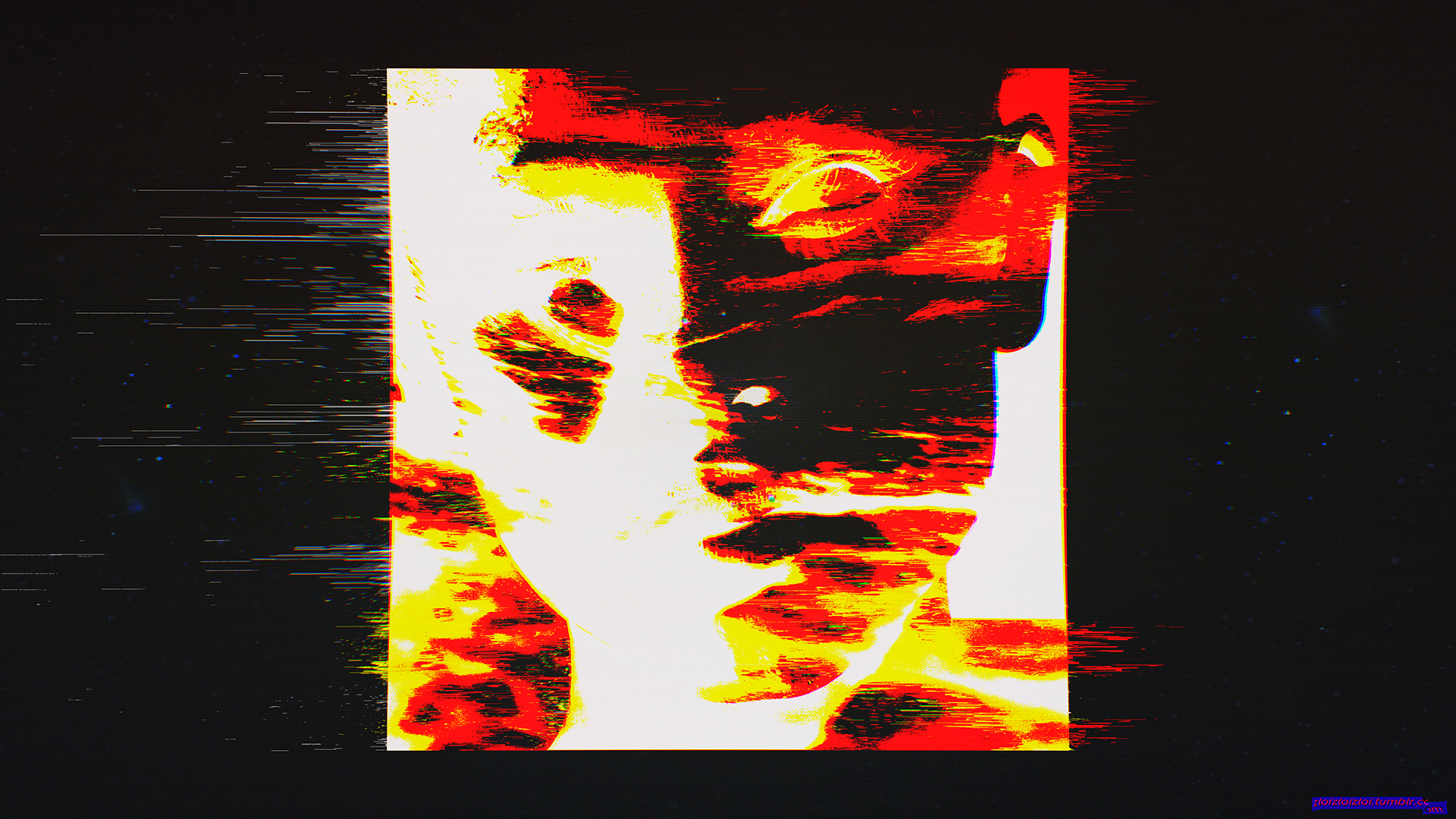 General 1920x1080 glitch art dark abstract face fire space minimalism