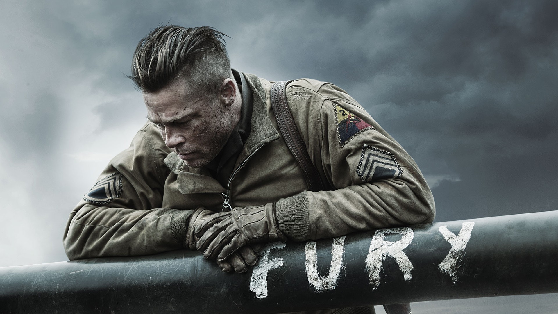 People 1920x1080 Fury Brad Pitt movies World War II overcast war film stills men actor