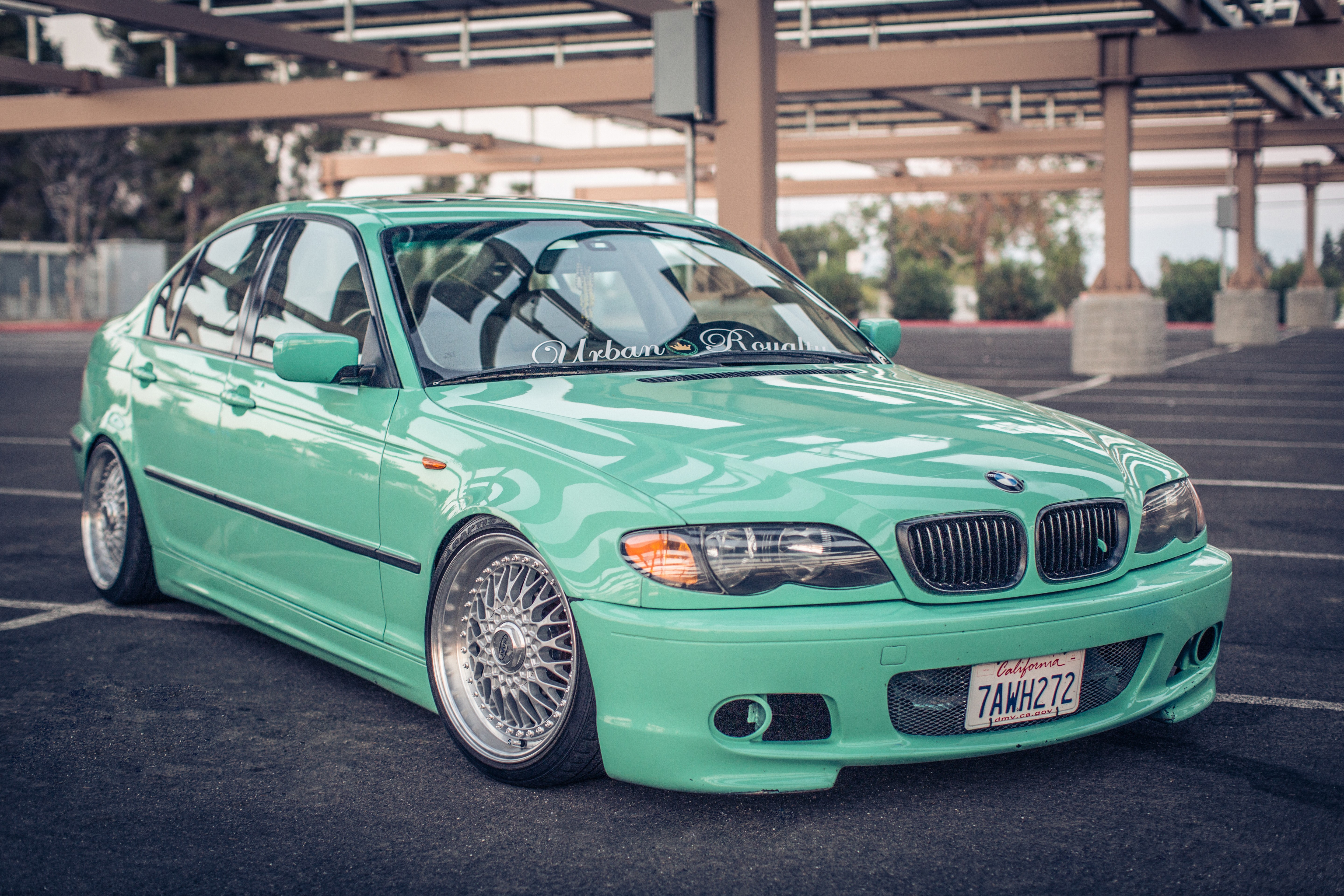 General 5760x3840 BMW BMW E46 BBS urban tuning stance (cars) speed triple green cars BMW 3 Series car vehicle numbers