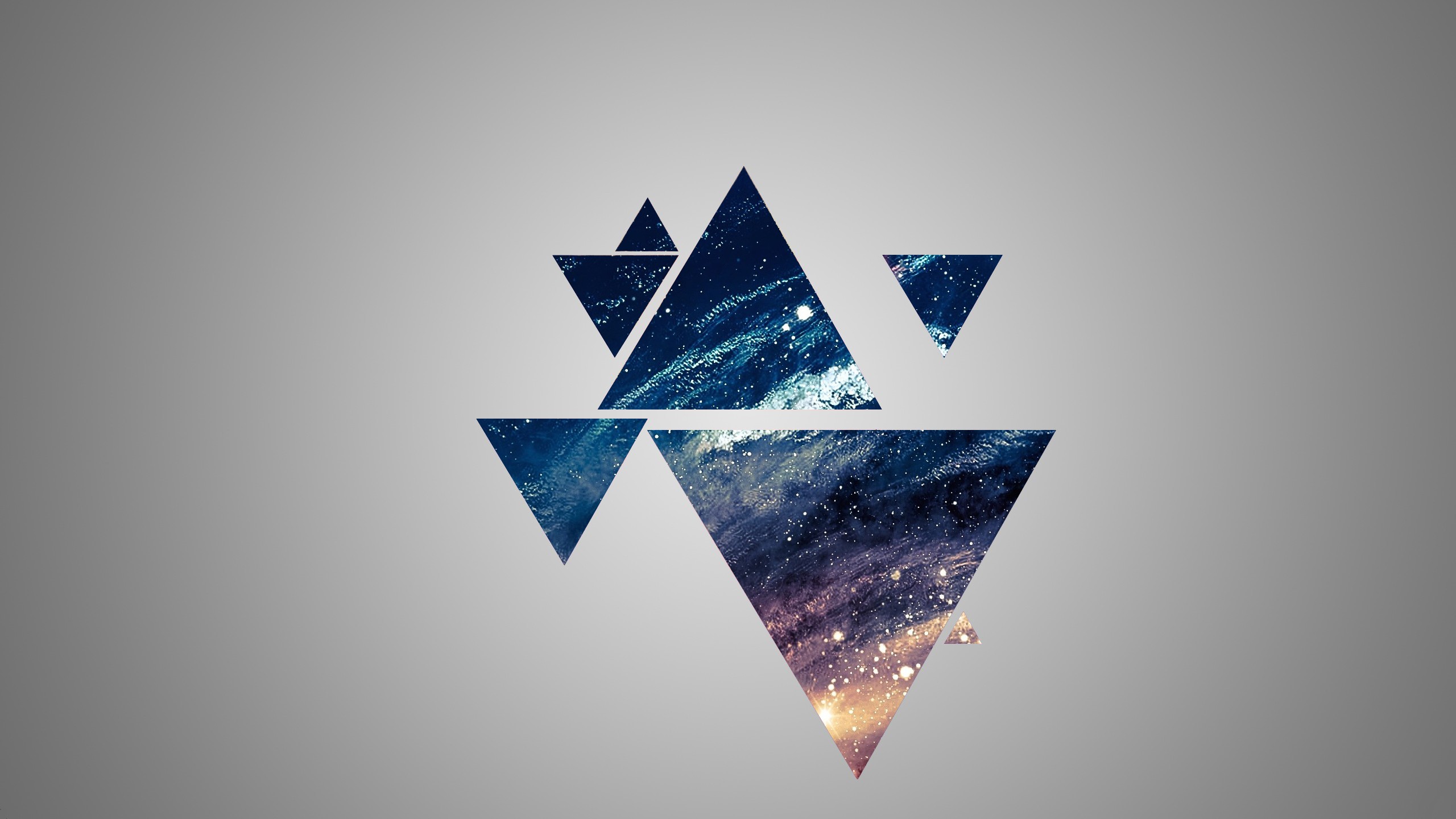 General 2560x1440 space blue yellow gray triangle geometry simple background space art digital art geometric figures
