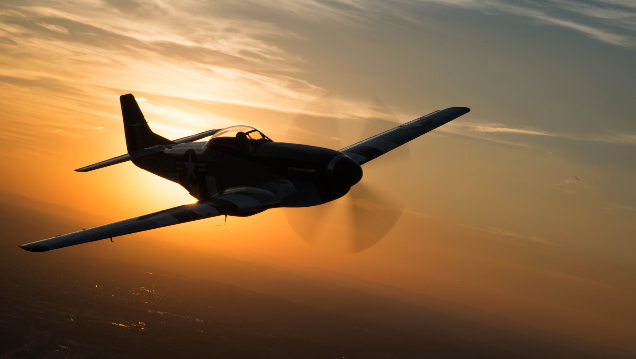 General 2048x1157 military aircraft aircraft sunset silhouette North American P-51 Mustang Warbird vehicle military vehicle orange sky sky military