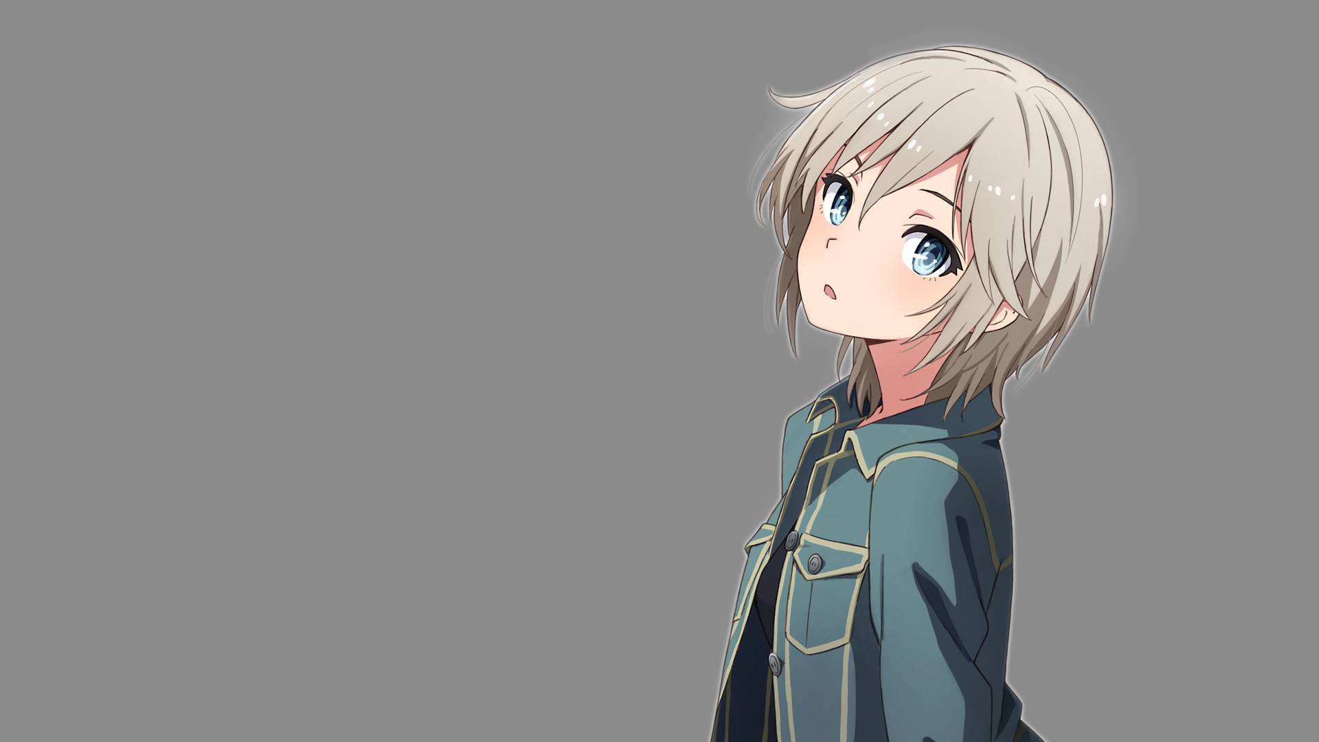Anime 1920x1080 anime anime girls THE iDOLM@STER: Cinderella Girls Anastasia (Idolmaster) gray background simple background looking at viewer