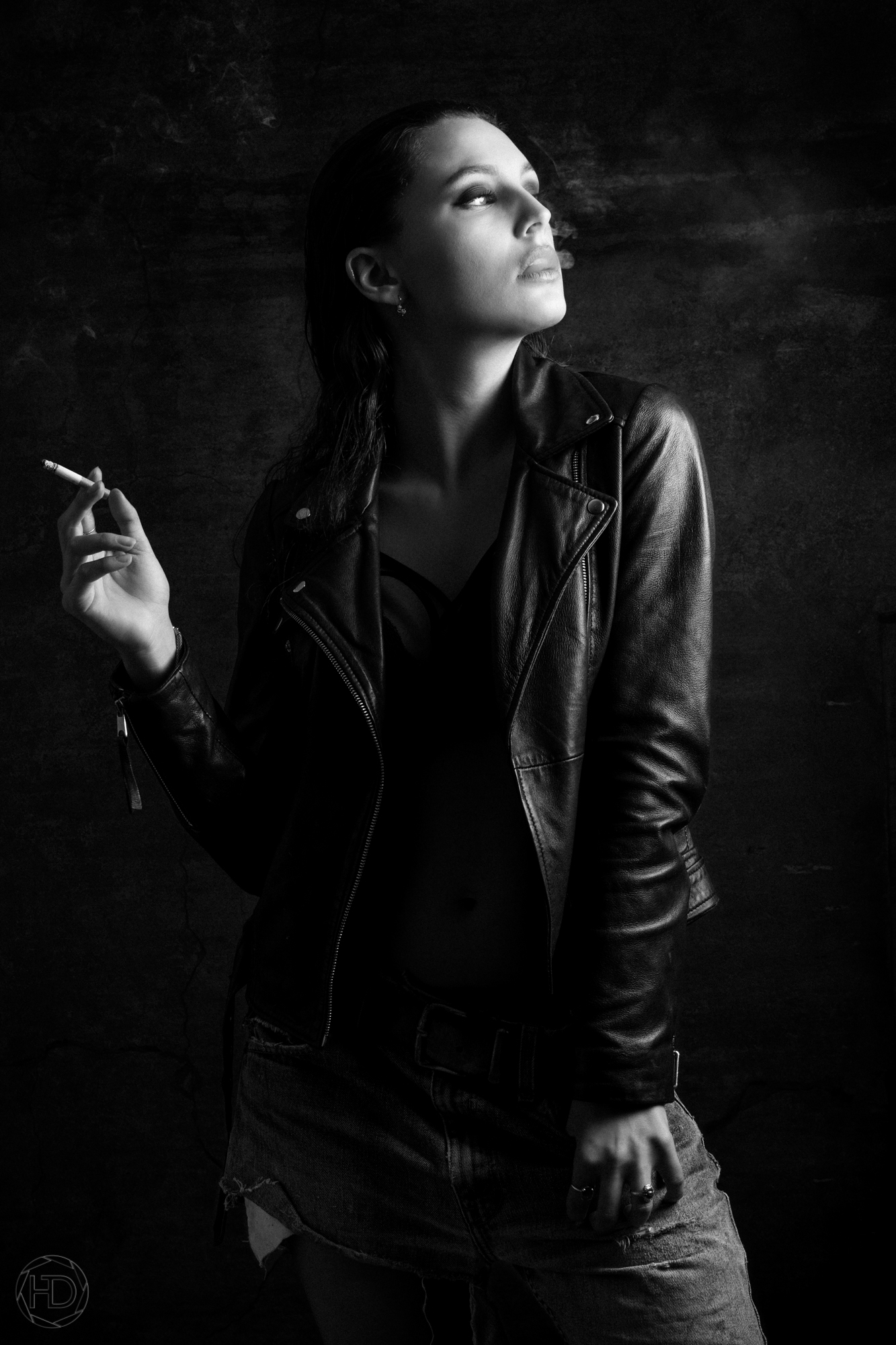 People 1333x2000 500px dark monochrome women model Havez Denis smoking