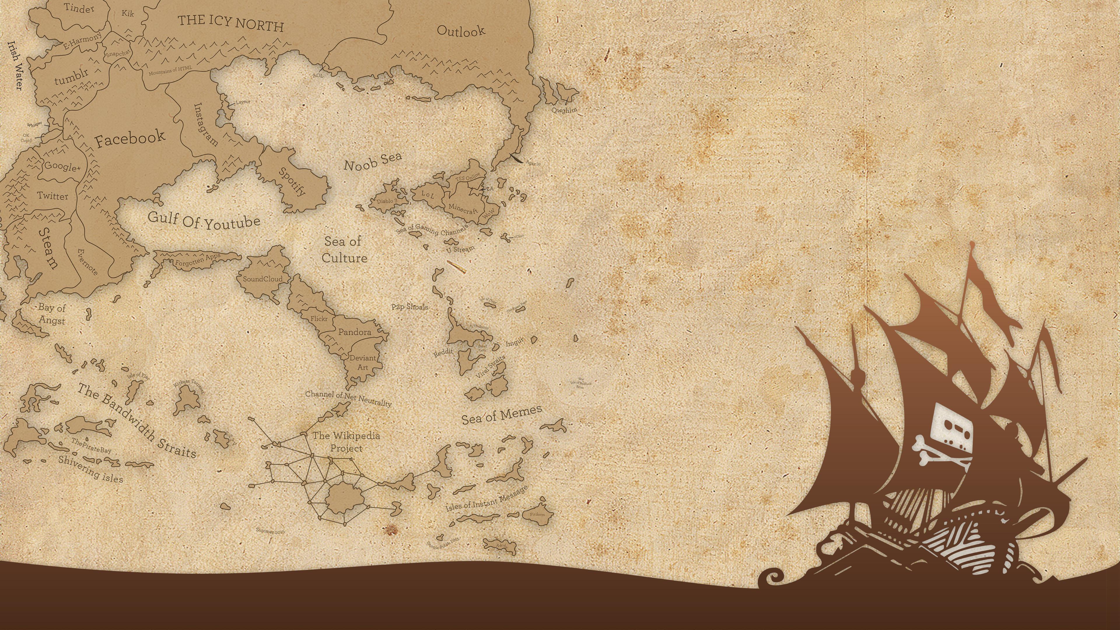 pirate ship and map wallpaper