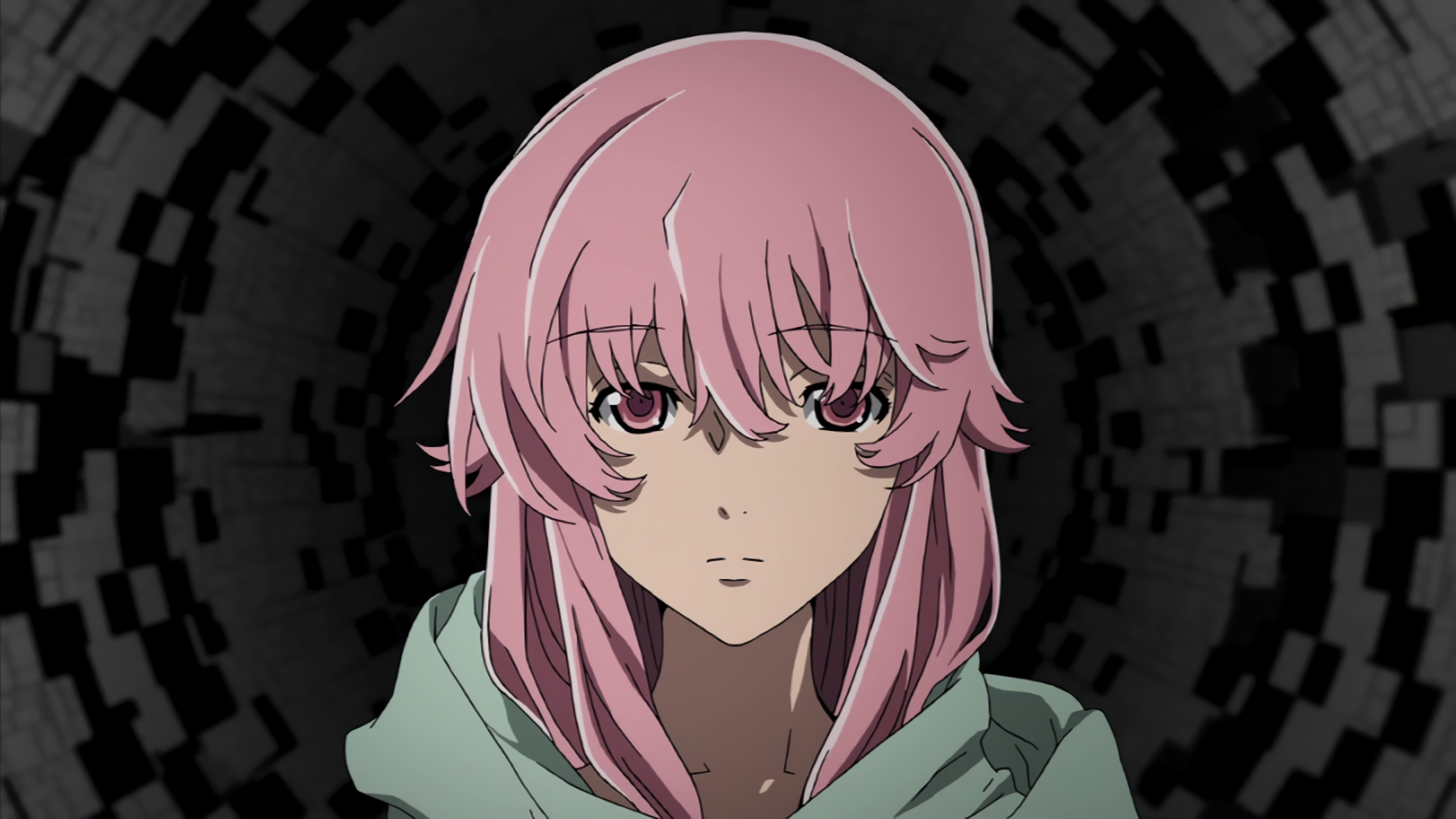 Anime 3072x1728 Mirai Nikki Gasai Yuno anime anime girls pink eyes pink hair face