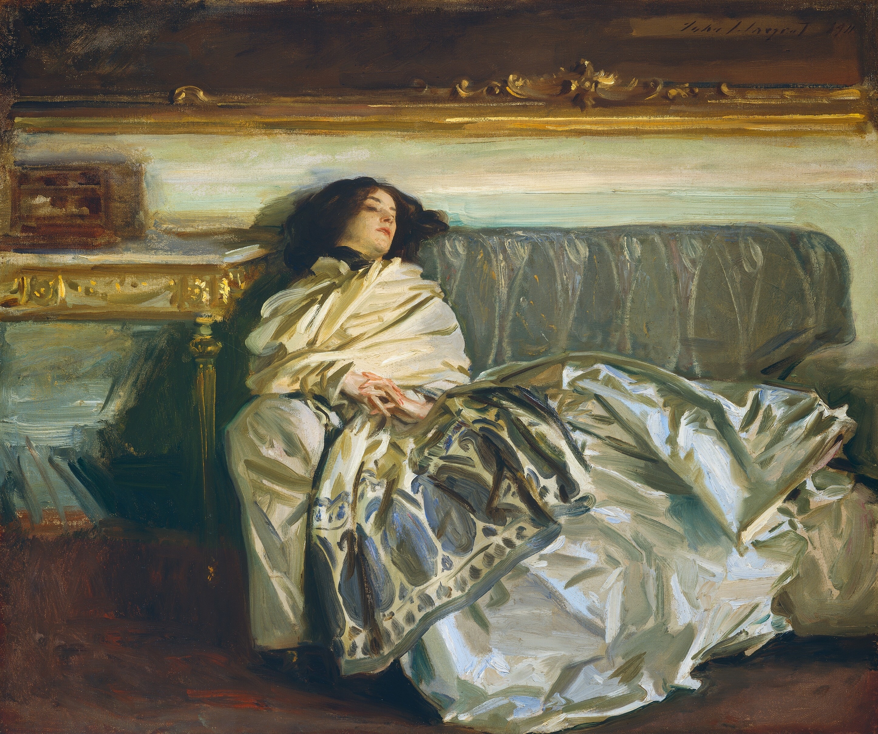 People 2892x2417 John Singer Sargent classic art artwork women couch