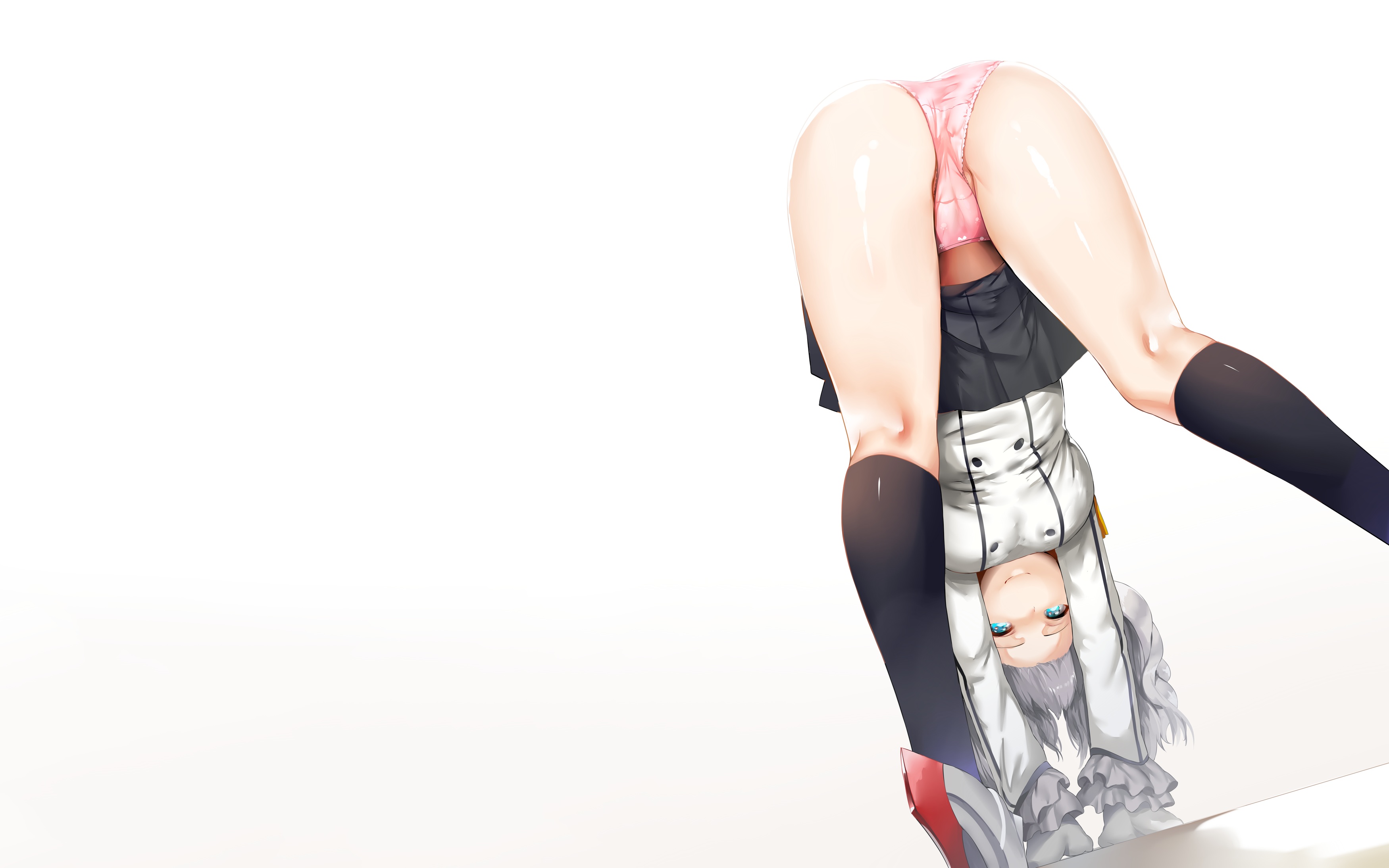 Anime 3500x2188 Hews Kashima (KanColle) Kantai Collection anime girls ass panties thigh-highs blue eyes upskirt
