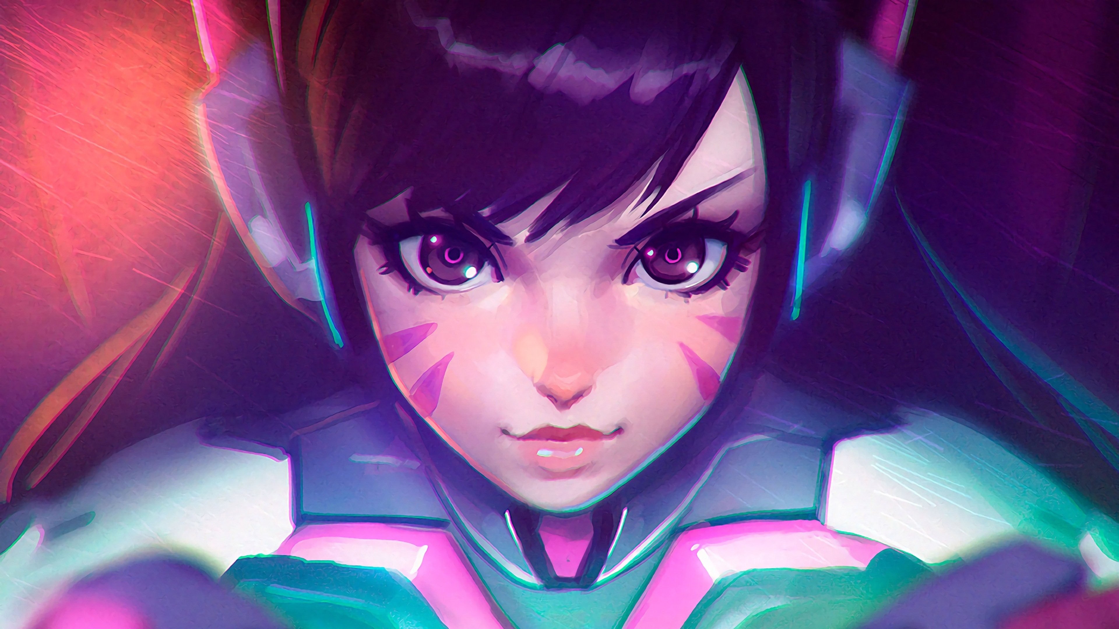 General 3840x2160 video games Overwatch D.Va (Overwatch) face video game girls video game characters closeup portrait looking at viewer PC gaming