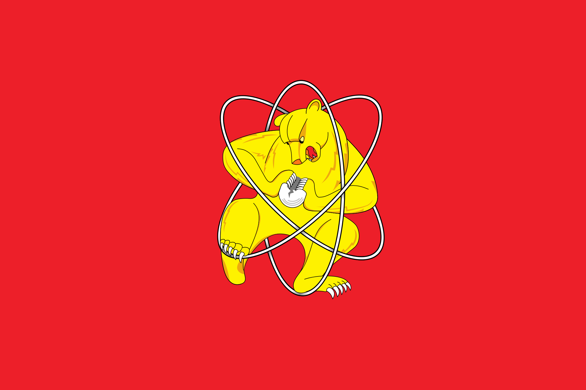 General 2000x1333 grizzly bear minimalism humor atoms animals mammals red background simple background nuclear Russia