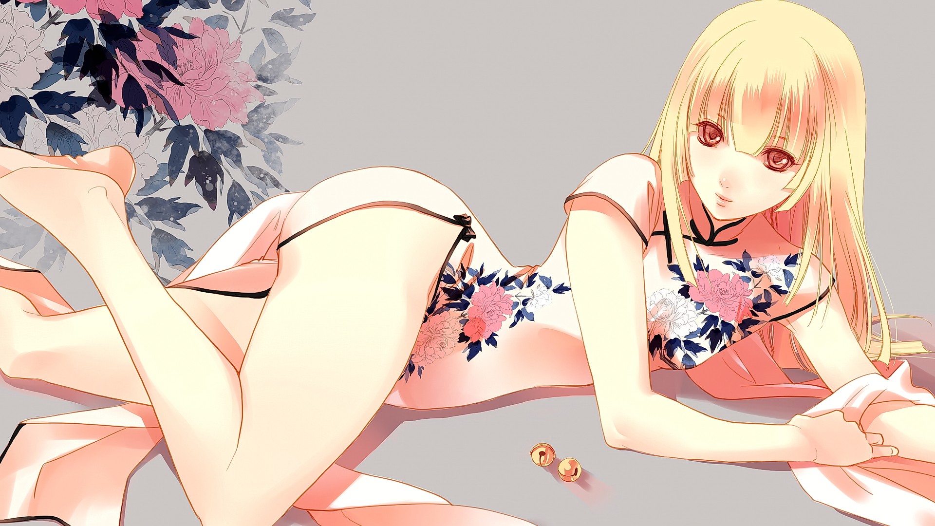 Anime 1920x1080 anime GetBackers Fuuchouin Kazuki blonde long hair ass pink eyes flowers papillon10 looking at viewer anime boys femboy