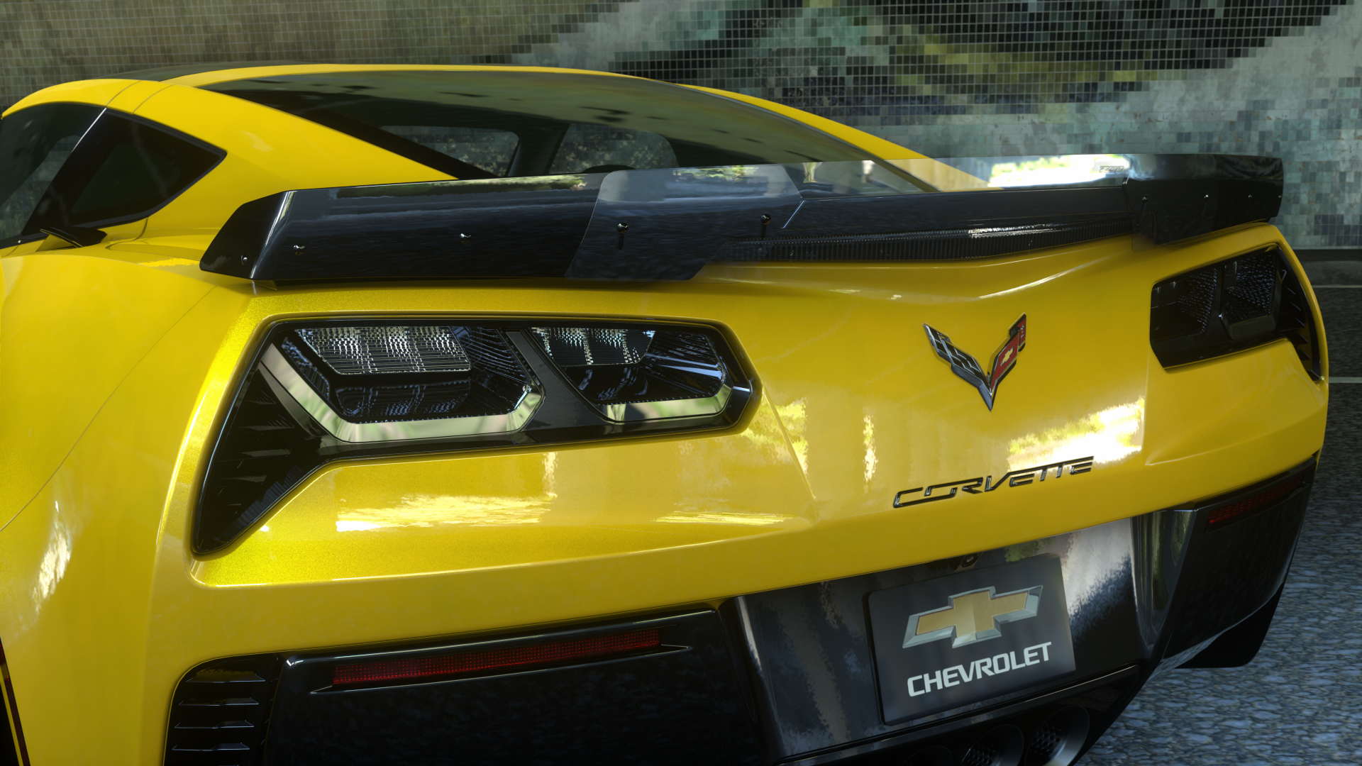 General 1920x1080 Driveclub Chevrolet Chevrolet Corvette Z06 video games car vehicle closeup yellow cars racing