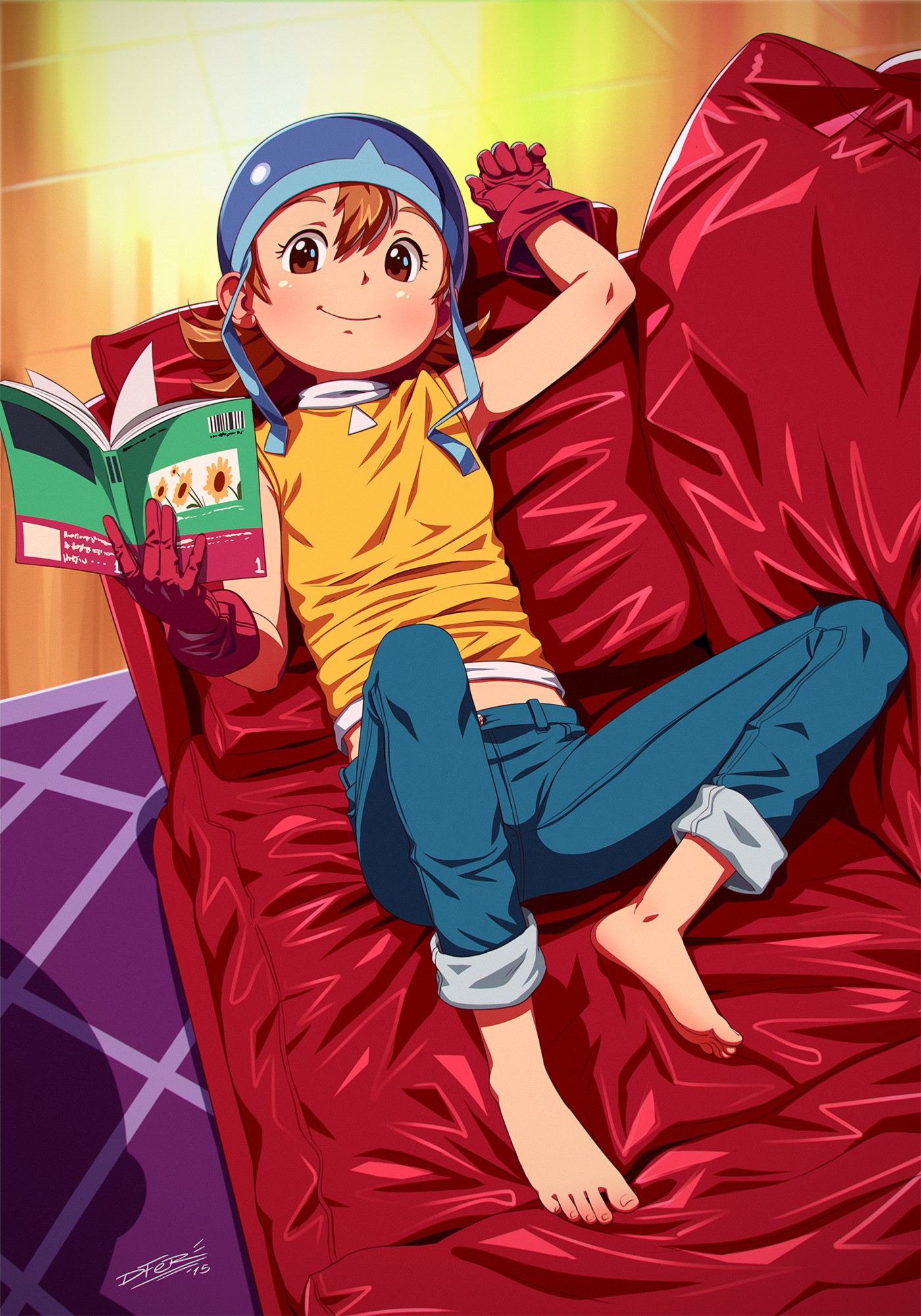 Anime 1400x2000 Digimon Takanashi Sora books room anime