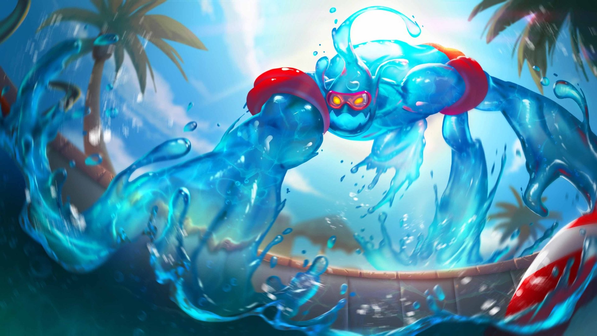 General 1920x1080 League of Legends video game characters Zac cyan artwork