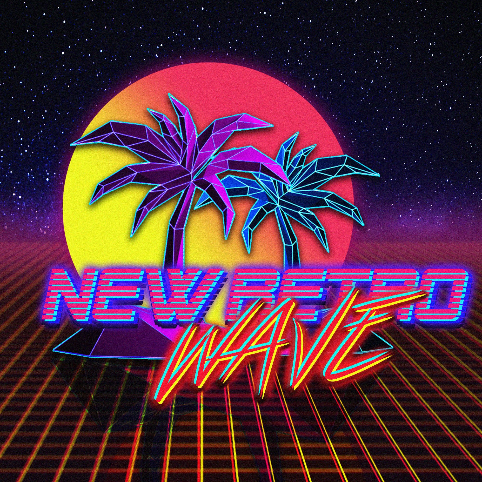 General 2000x2000 New Retro Wave vaporwave neon typography digital art 1980s