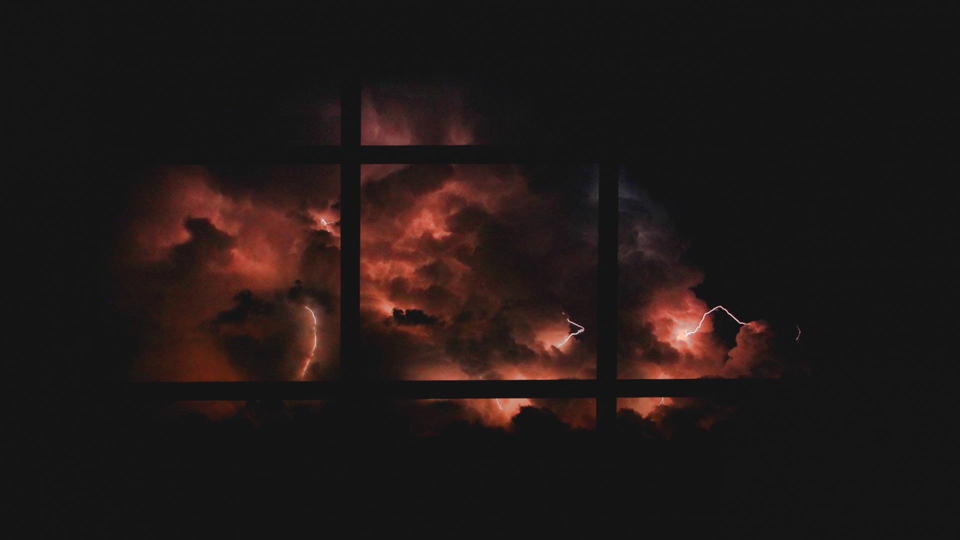 General 1920x1080 digital art simple background clouds storm black background lightning grid dark window