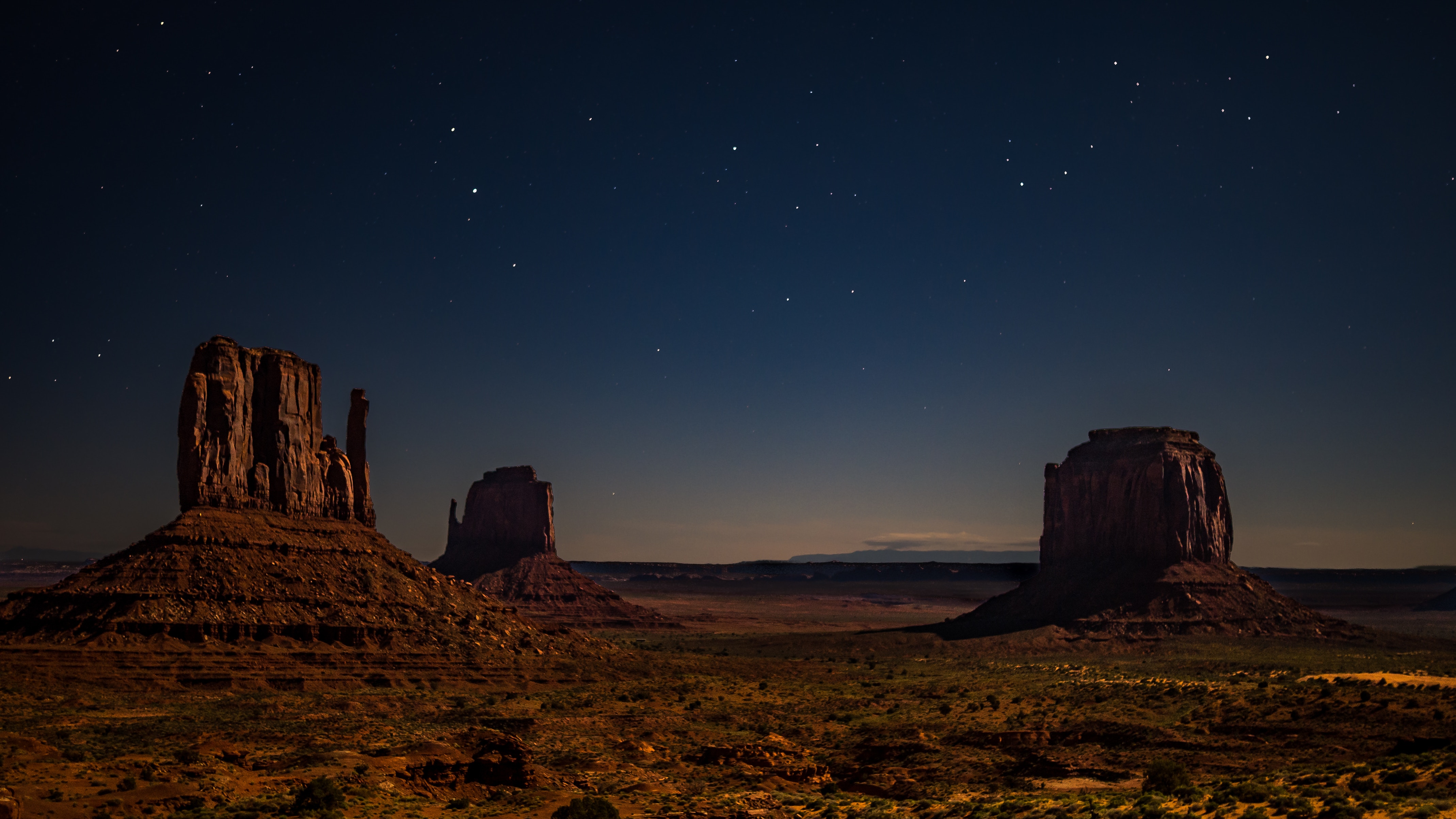 General 4277x2407 desert starry night landscape nature low light Monument Valley USA