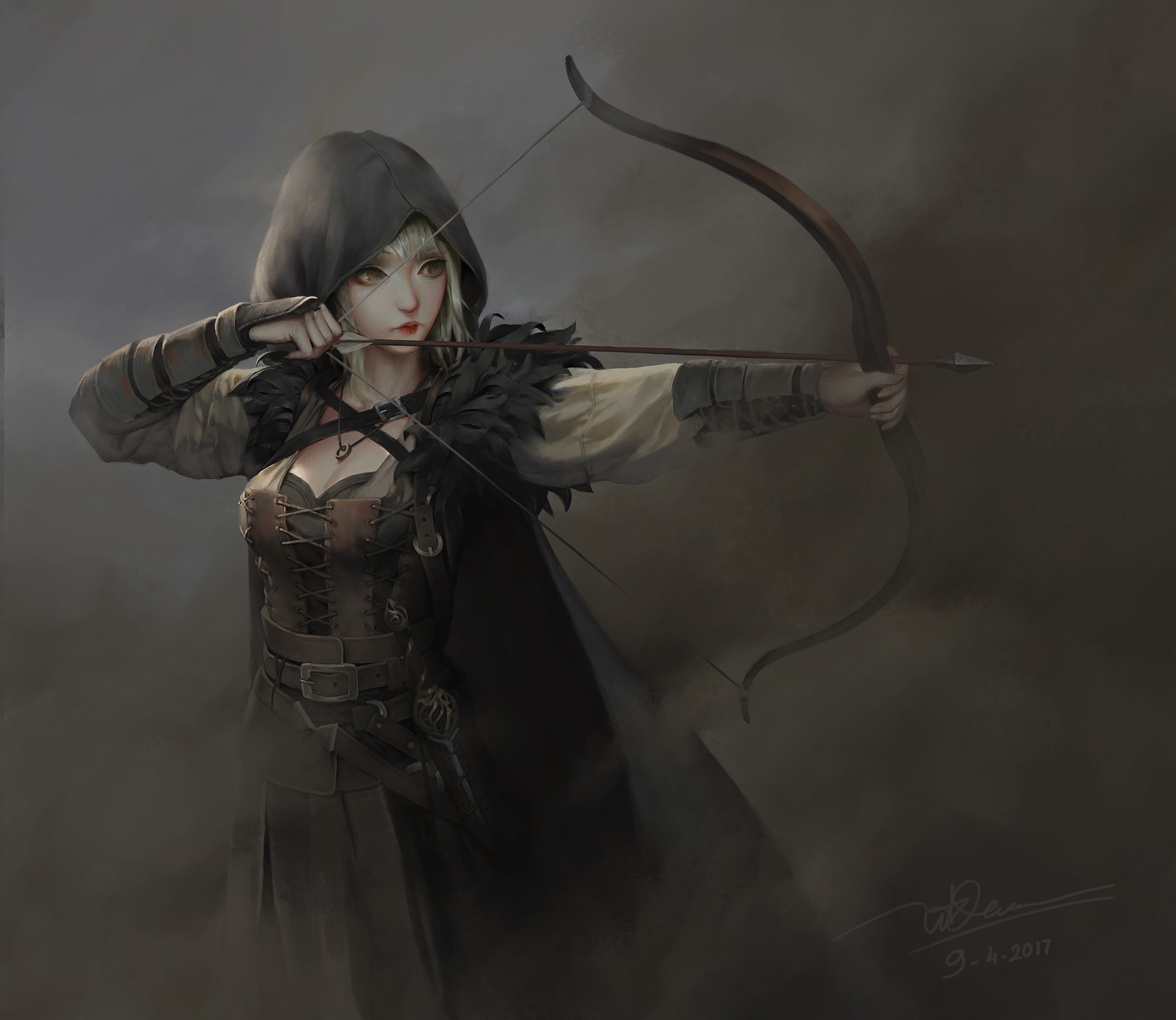 General 1920x1665 fantasy art archer warrior digital art simple background