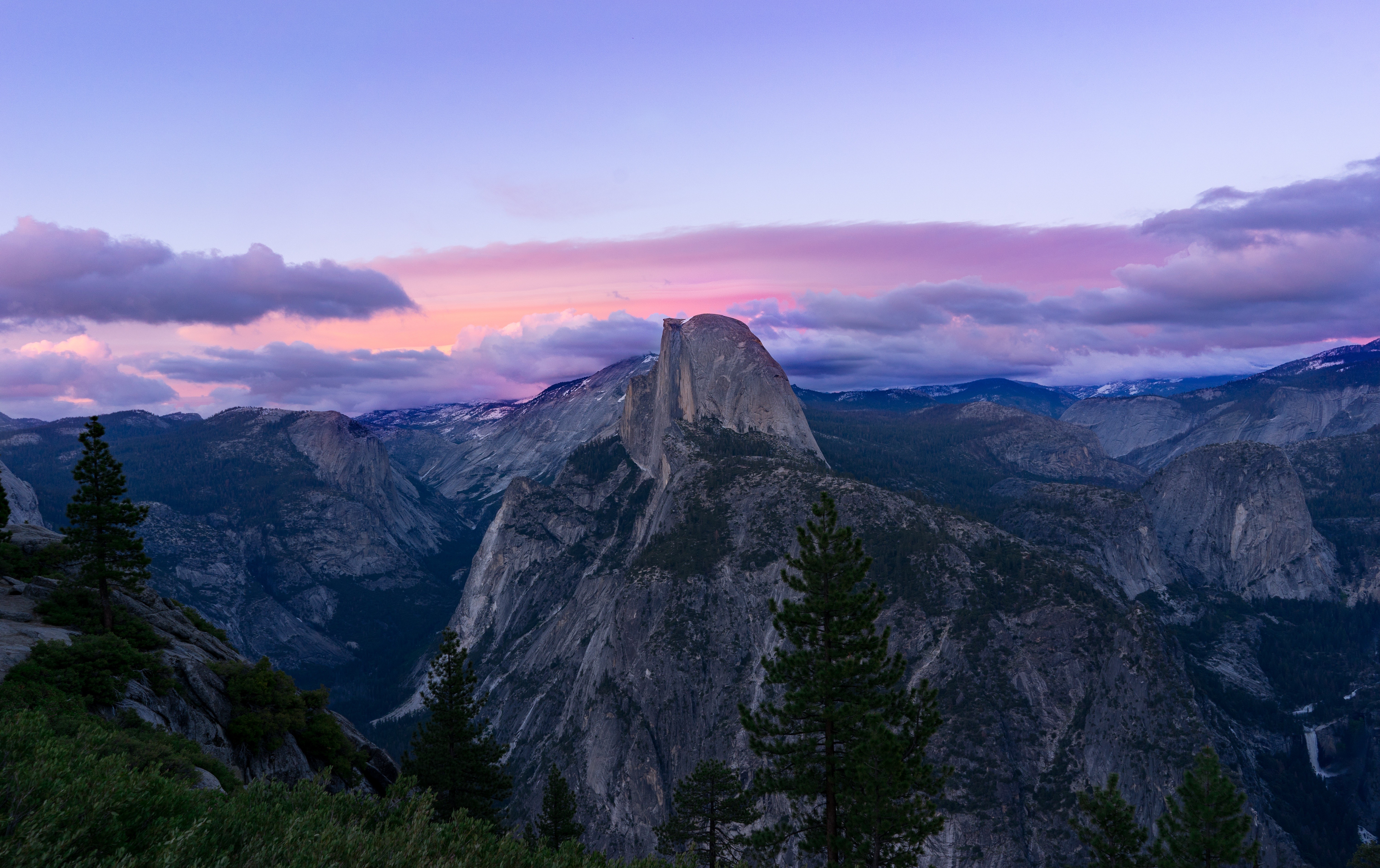 General 6000x3776 mountains sunset top view nature USA California Yosemite National Park Glacier Point Half Dome