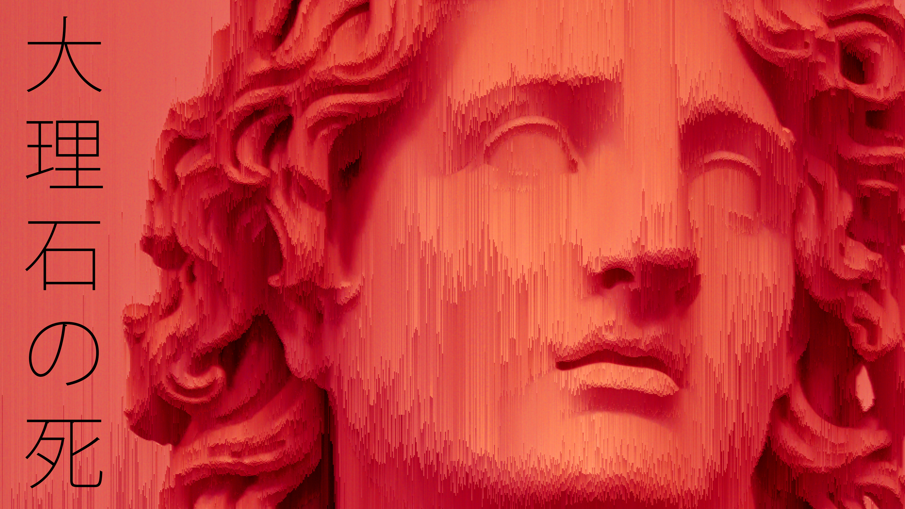 General 3840x2160 statue glitch art vaporwave voxels red digital art closeup