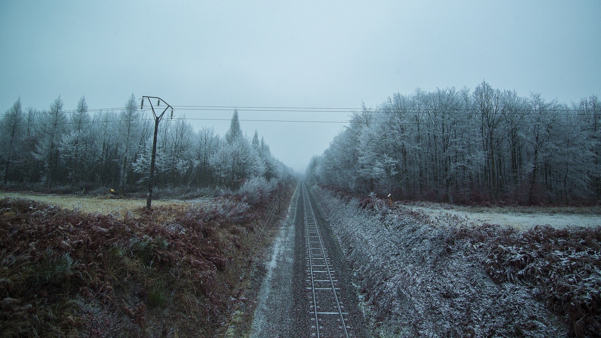 General 1920x1080 railway landscape trees cold winter