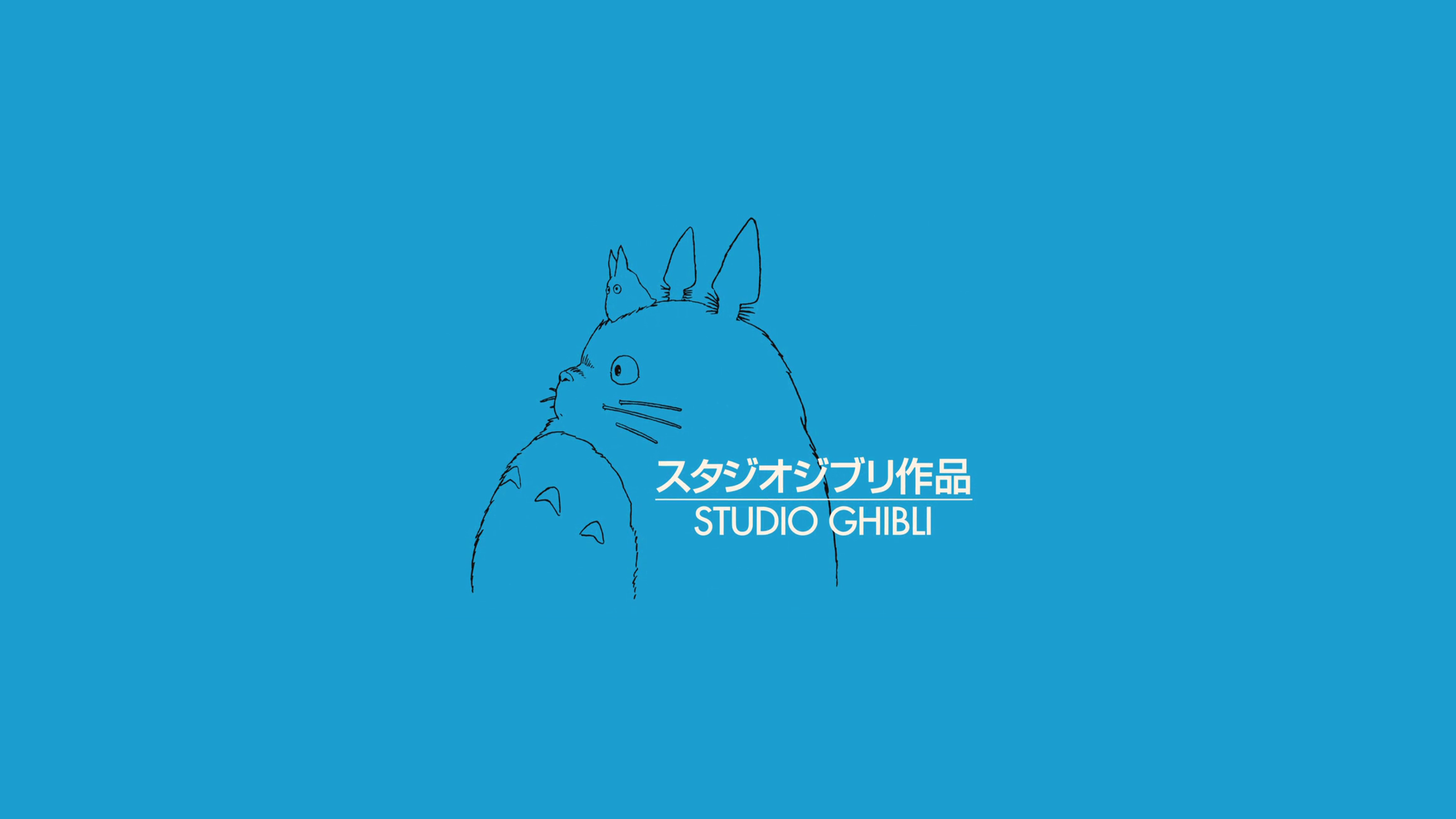 General 2560x1440 Studio Ghibli anime minimalism blue blue background simple background
