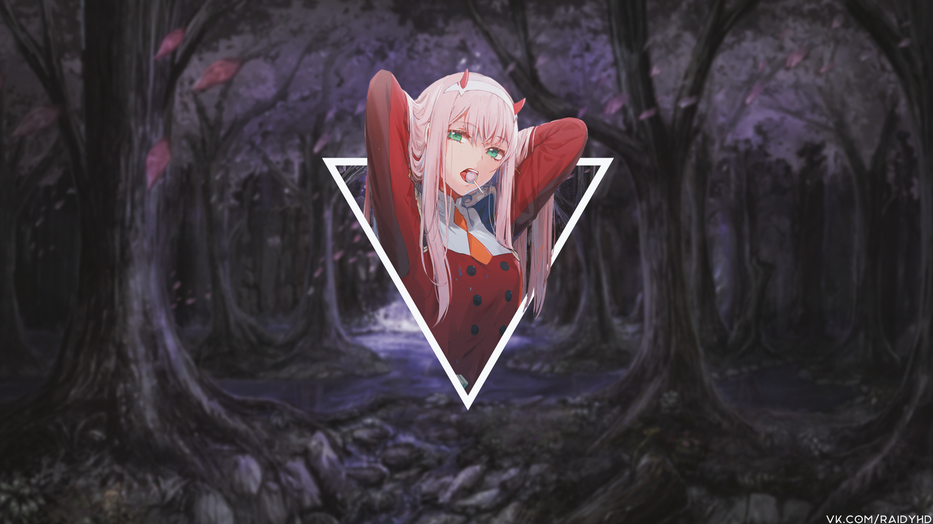 Anime 1920x1080 anime anime girls picture-in-picture Zero Two (Darling in the FranXX) Darling in the FranXX watermarked