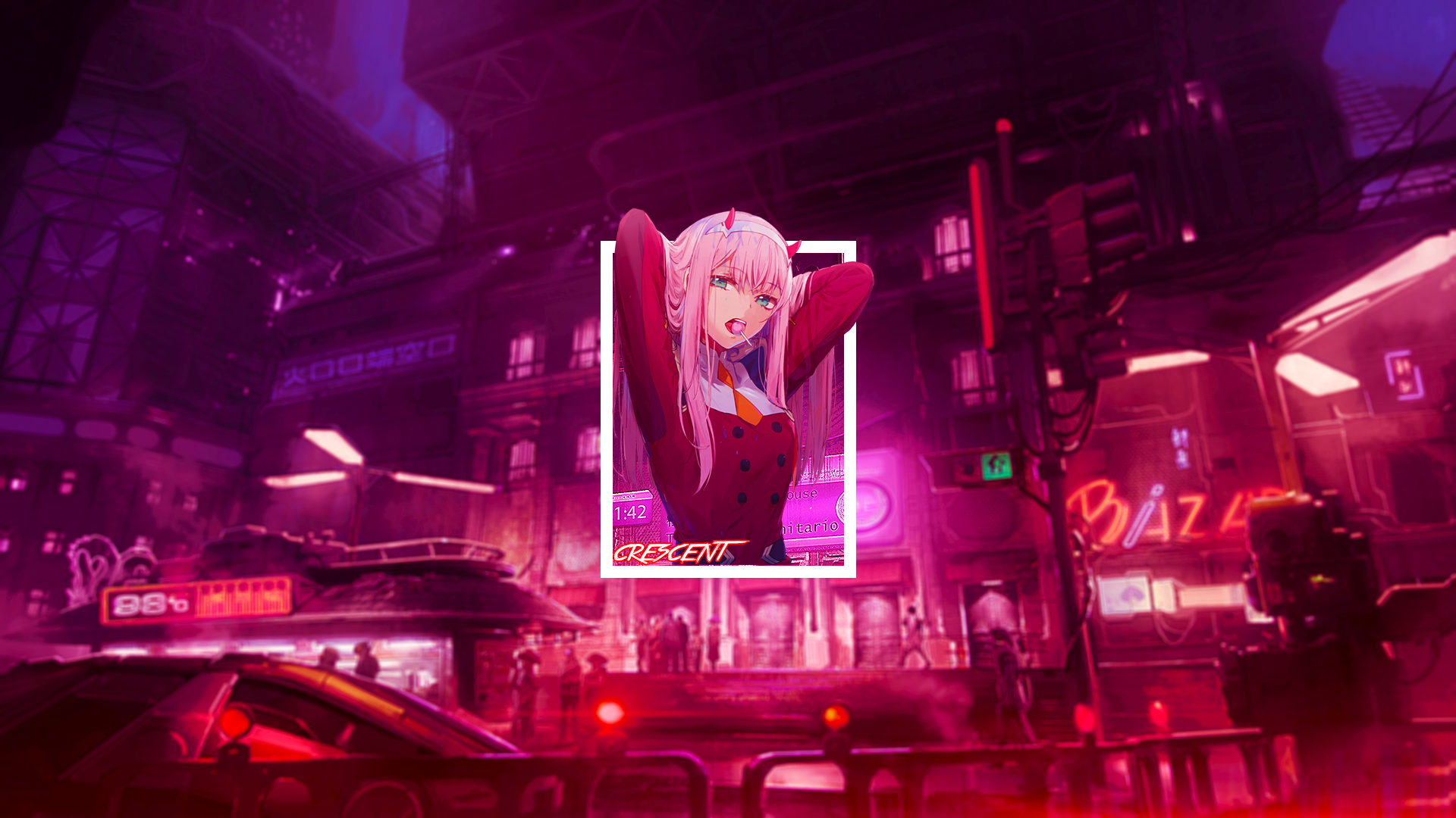 Anime 1920x1080 Darling in the FranXX Zero Two (Darling in the FranXX) anime girls anime lollipop pink hair arms up