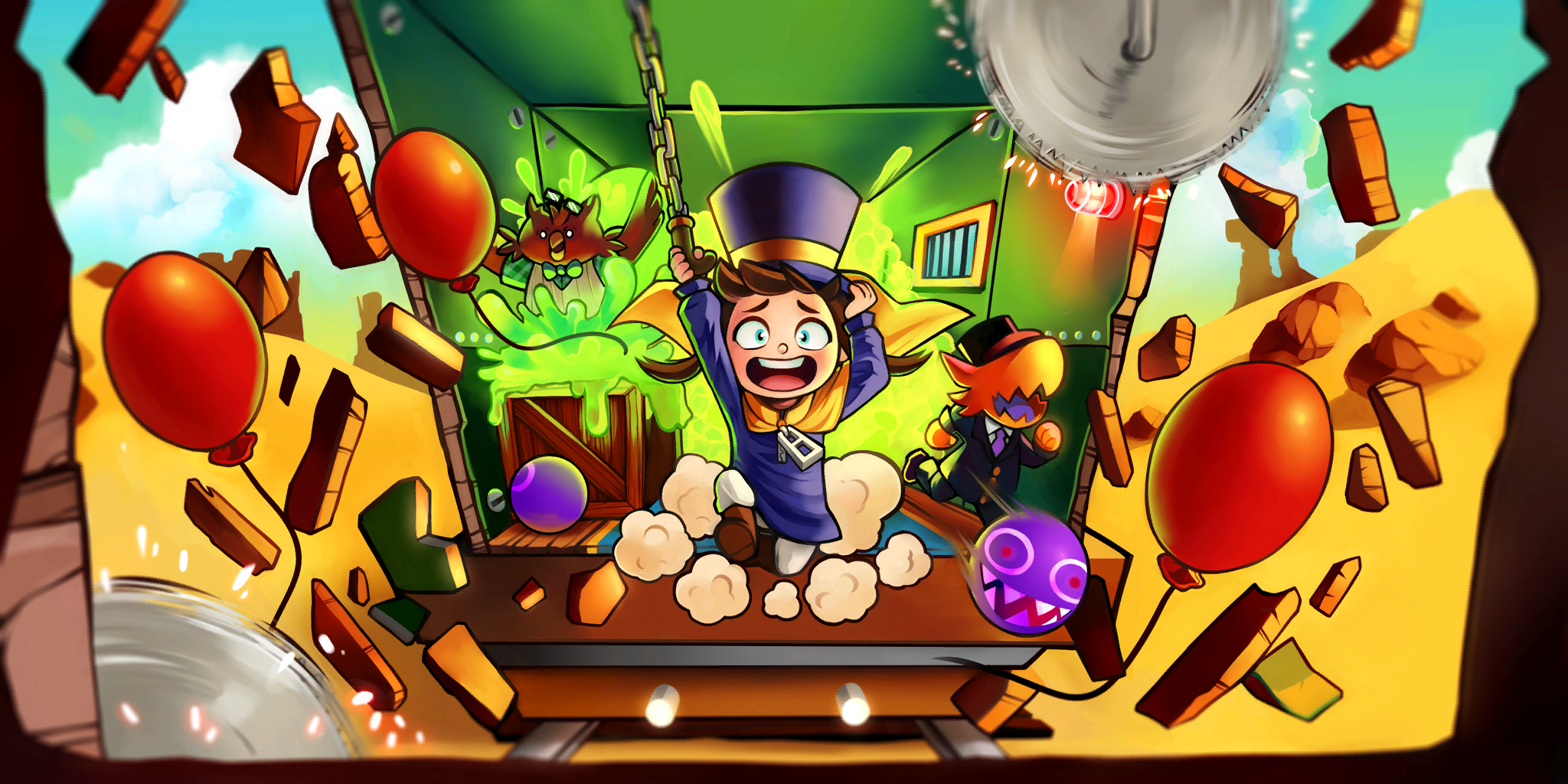 General 2048x1024 video games A Hat In Time open mouth hat