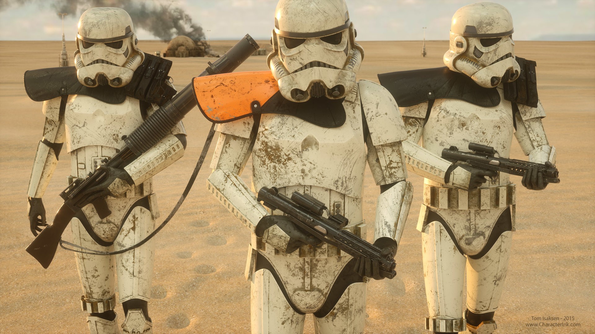 General 1920x1080 Star Wars movies Tatooine Imperial Forces soldier Sandtrooper science fiction blaster 2015 (Year)