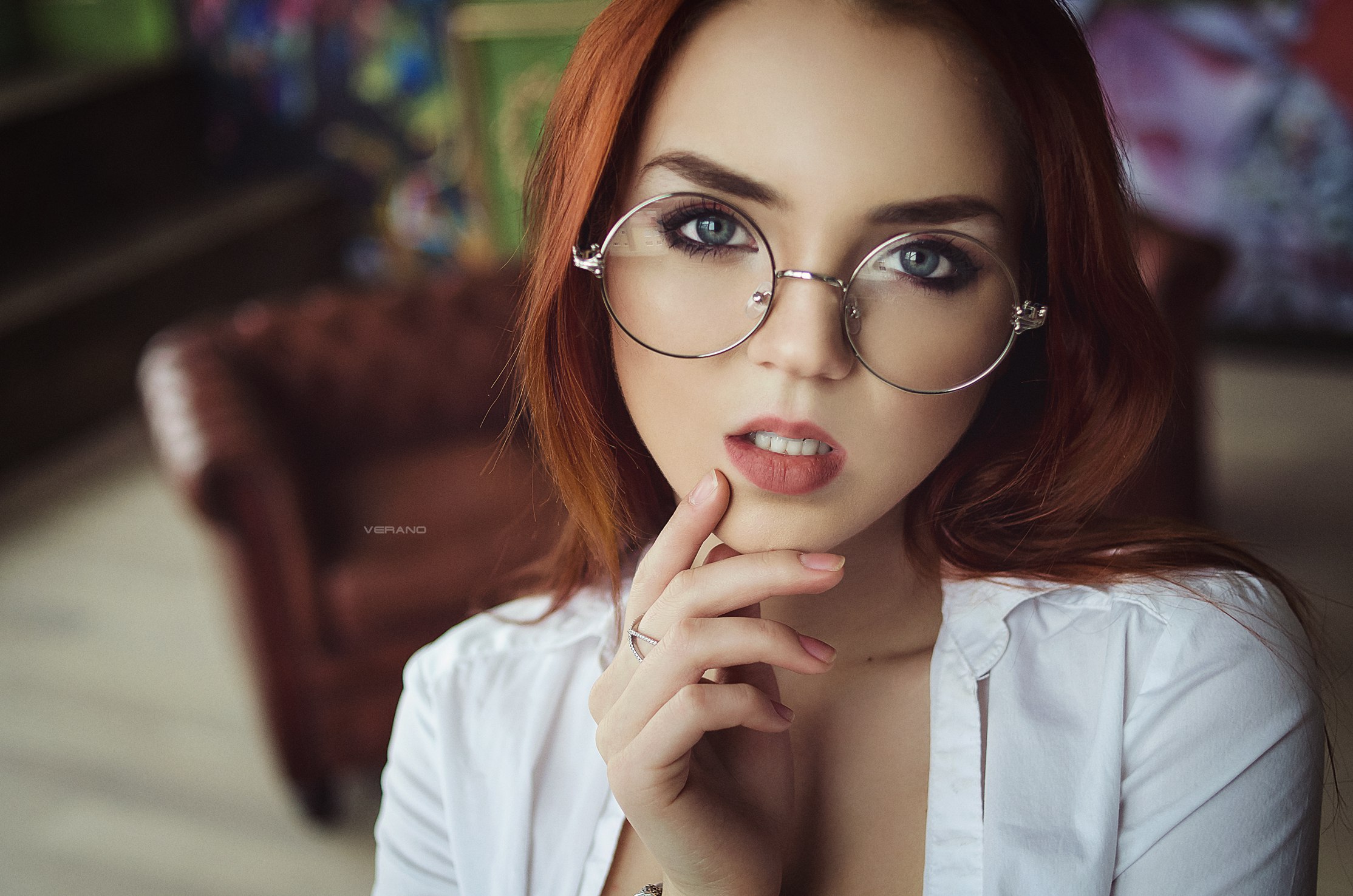 Ekaterina Sherzhukova Women Redhead Face Women With Glasses Sensual Gaze Nikolas Verano