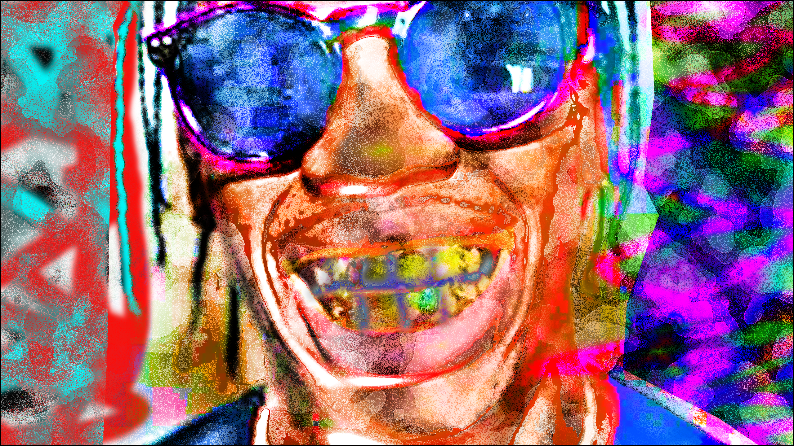 General 2560x1440 abstract rap  bright LSD Rapper singer colorful sunglasses face teeth closeup artwork music