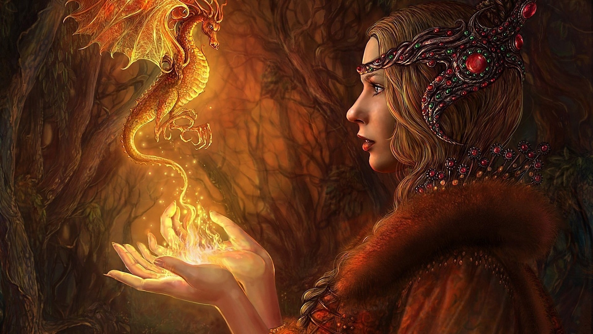 General 1920x1080 digital art fantasy art artwork ancient women dragon fantasy girl face profile creature magic