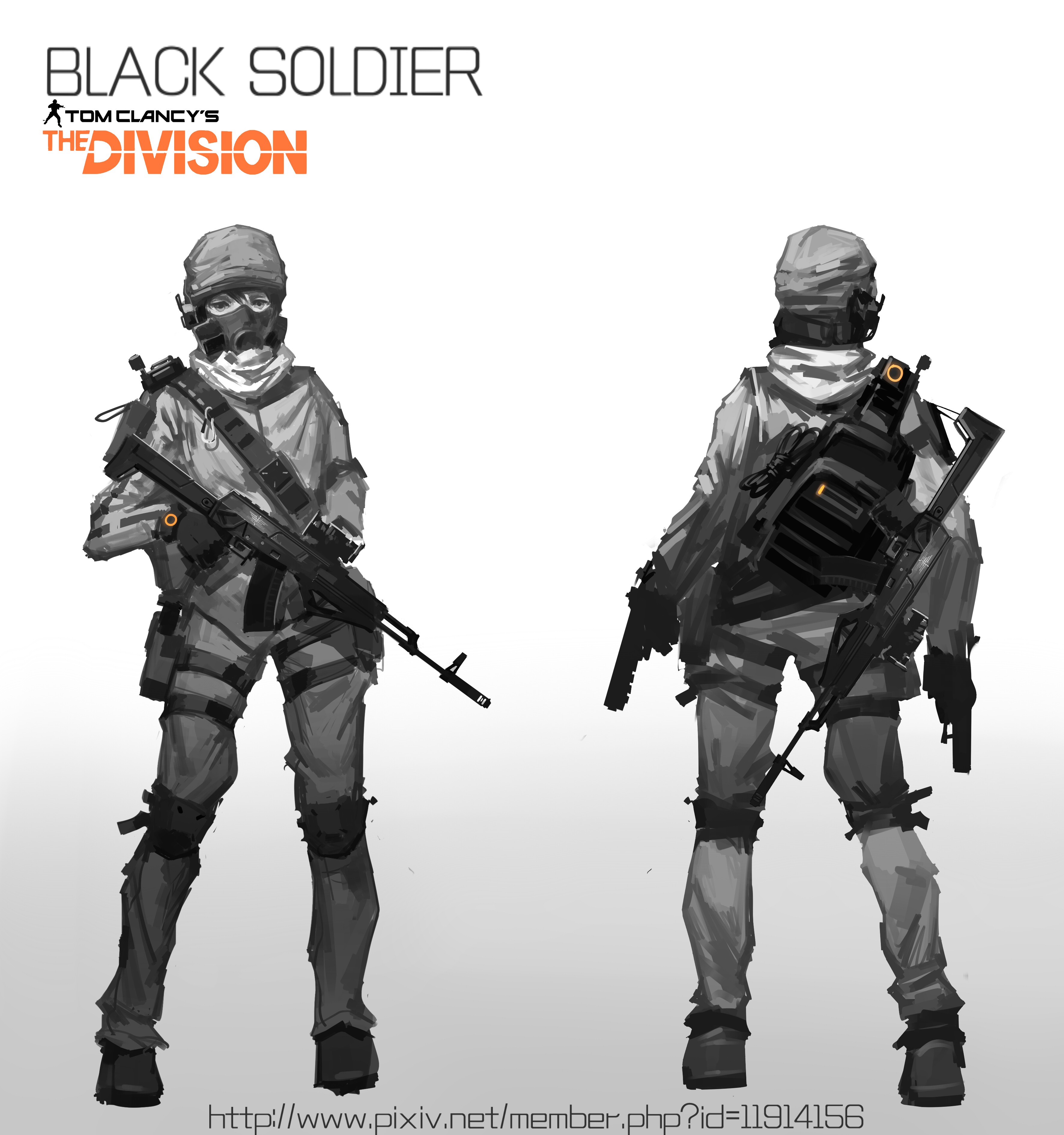 Anime 3543x3779 anime anime girls weapon gun Tom Clancy's The Division uniform video games Black Soldier Pixiv white background girls with guns machine gun fan art video game art PC gaming video game girls
