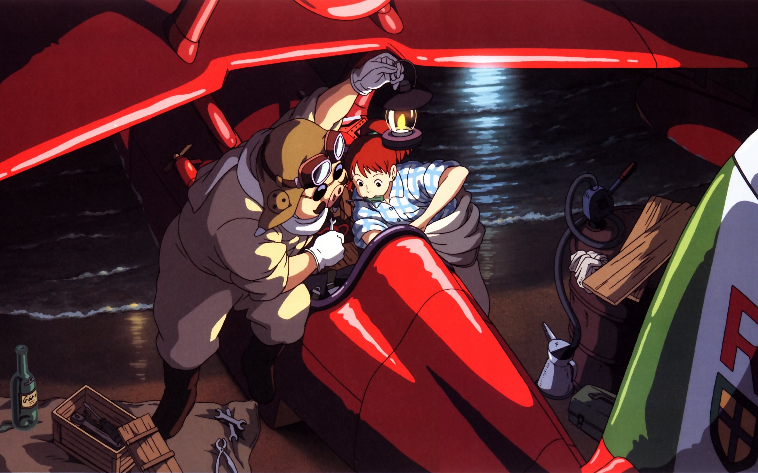Anime 2560x1600 Porco Rosso Studio Ghibli anime movies aircraft anime girls wrench bottles tools screwdriver redhead