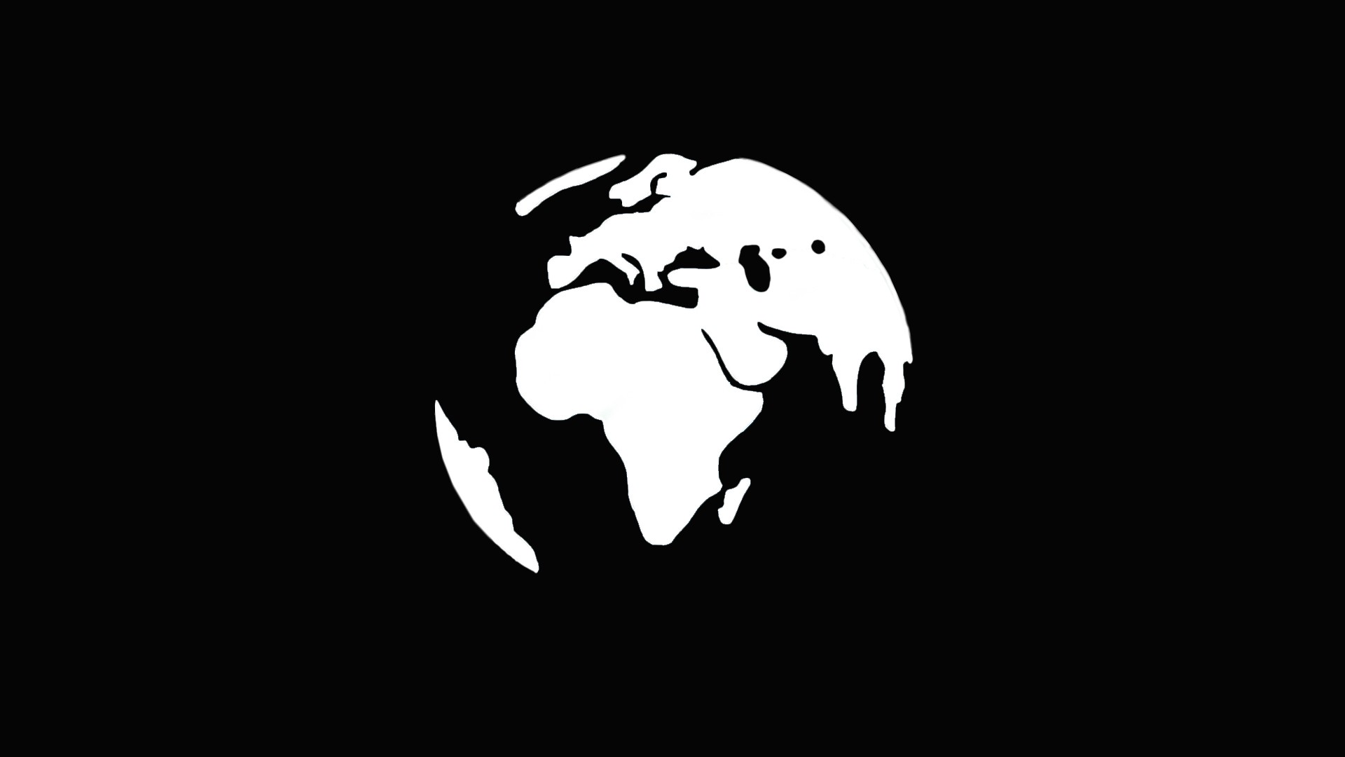 General 1920x1080 world minimalism black white continents Africa Europe globes Earth black background Asia South America map