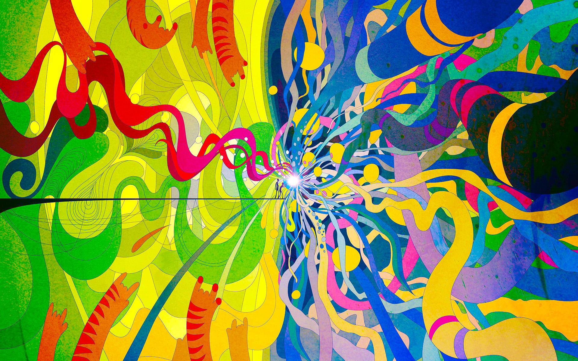 General 1920x1200 artwork digital art surreal shapes psychedelic colorful green blue