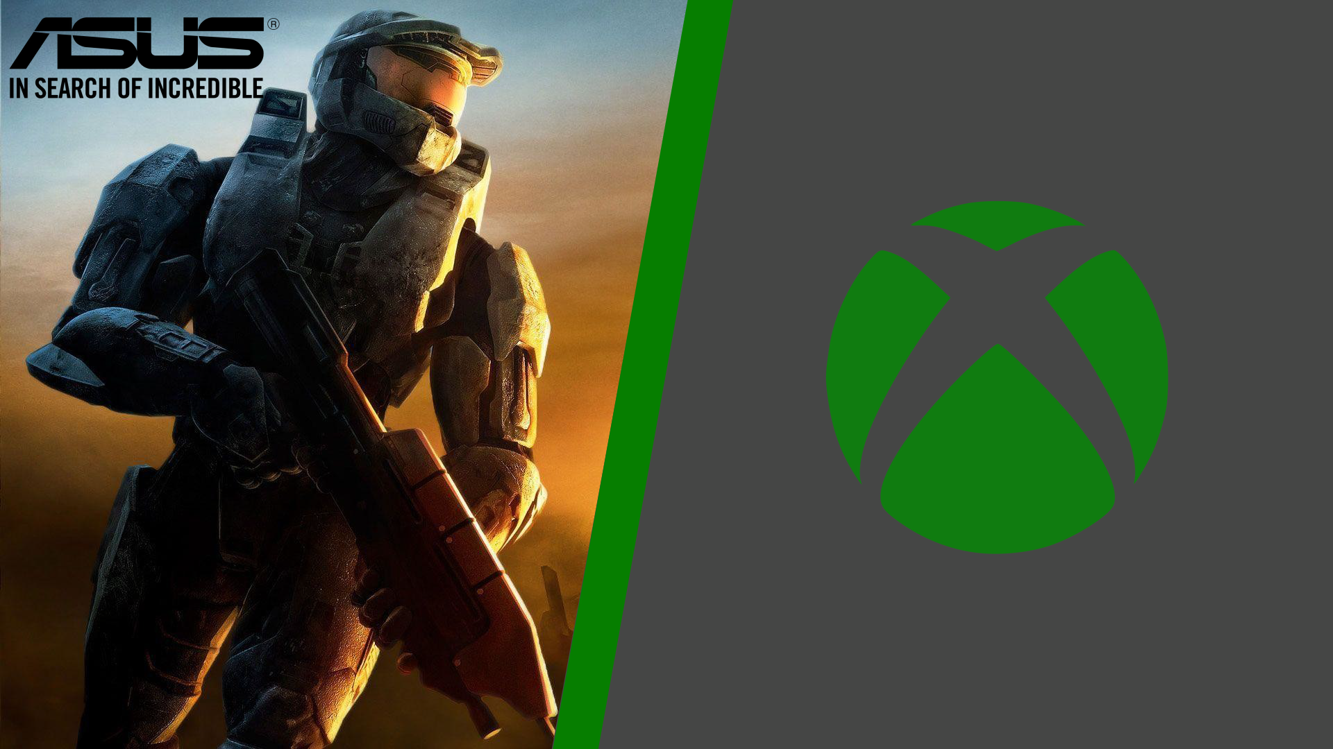 General 1920x1080 Xbox ASUS Halo (game) armor Master Chief (Halo) logo helmet gun sunset glow sunset video games video game characters