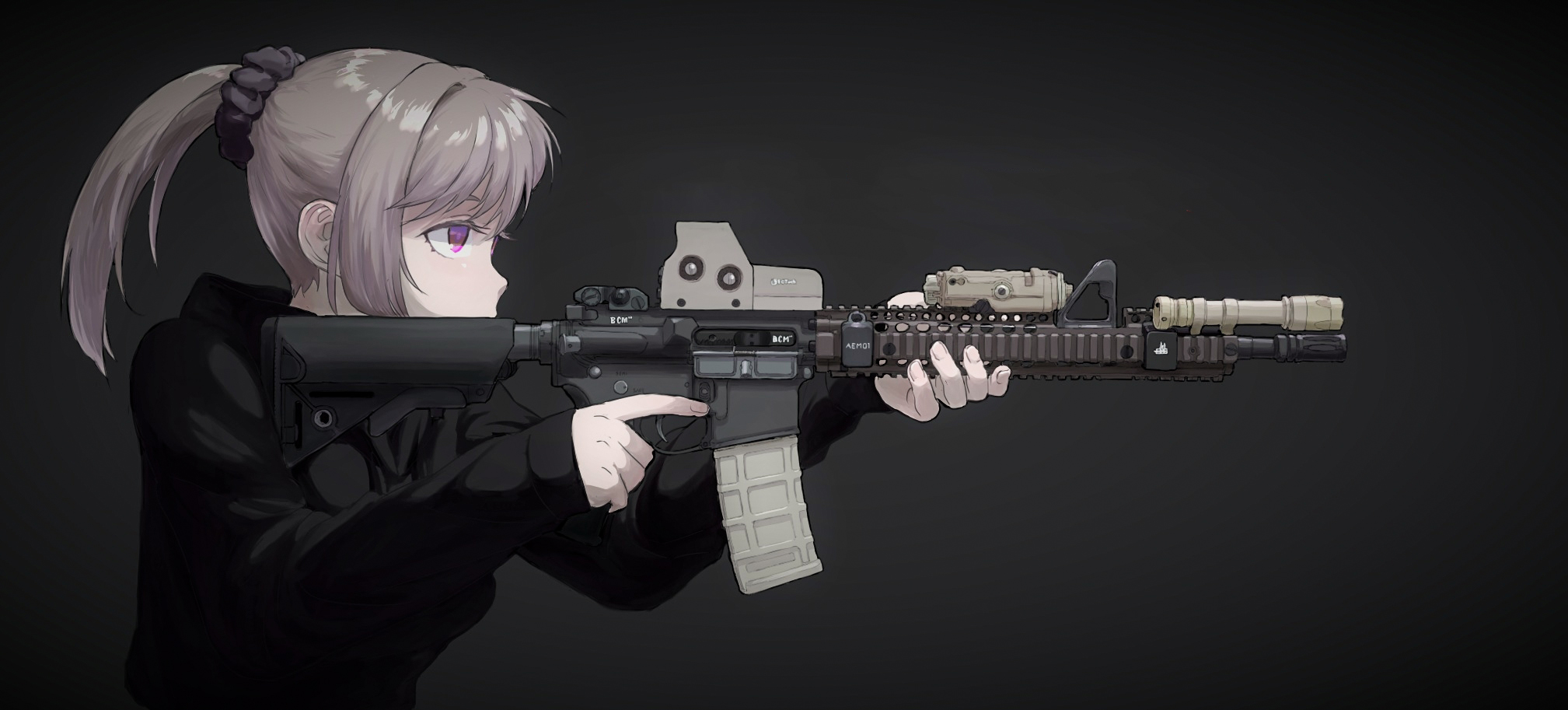 Women Girls With Guns Minimalism Texture Anime Anime Girls Illustration Fan Art Shooter 