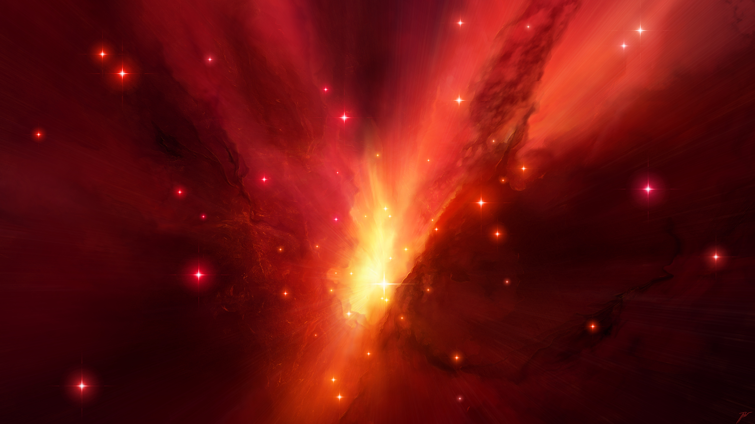 General 2560x1440 JoeyJazz space art nebula stars red