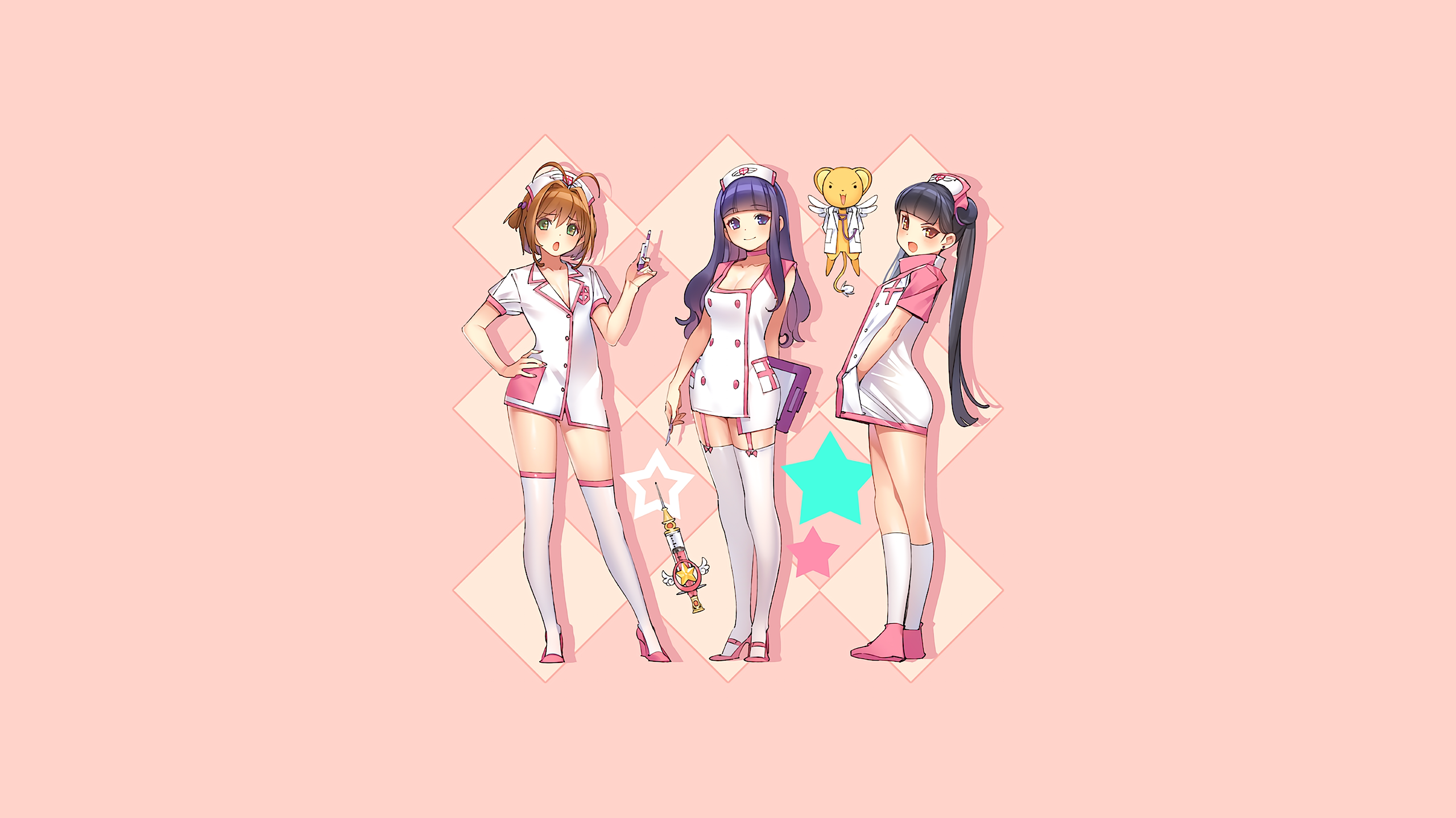 Anime 2560x1440 anime Cardcaptor Sakura anime girls simple background nurses Kinomoto Sakura